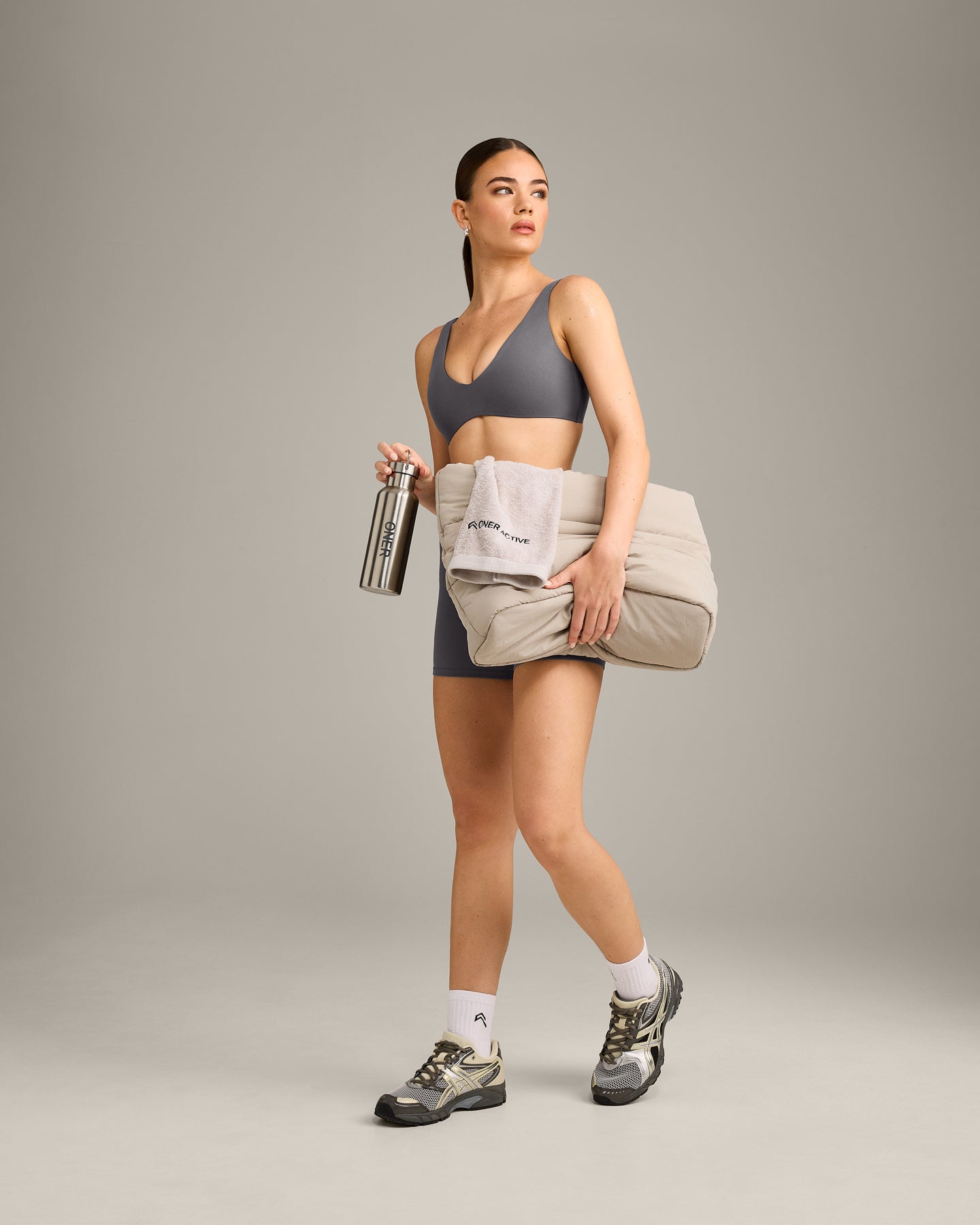 SoftMotion Scoop Back Bralette with Grey Logo | Ash Grey - Image 3