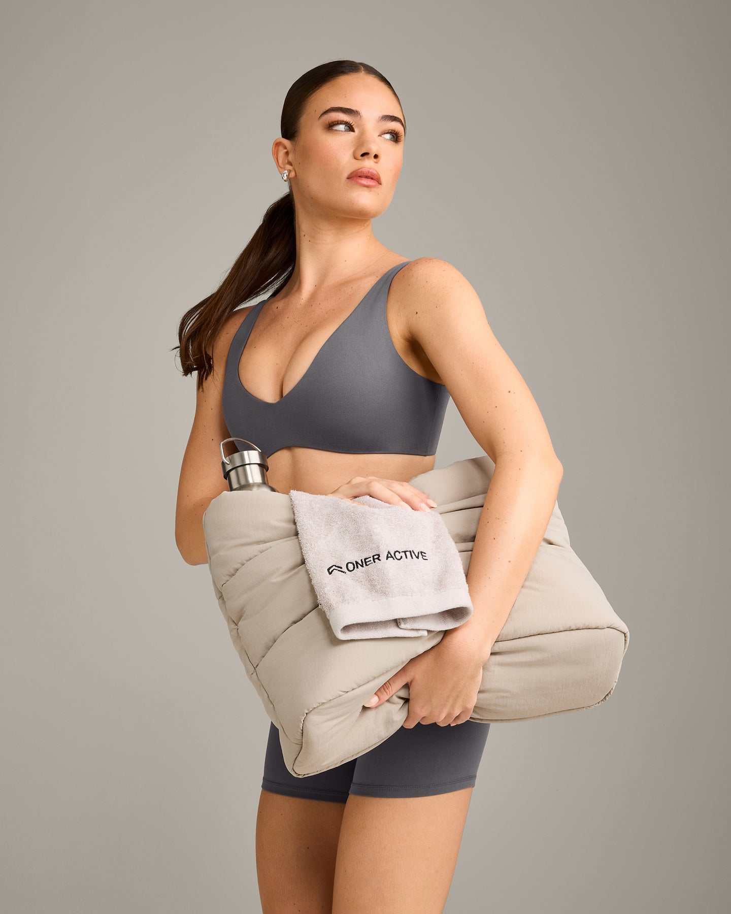 SoftMotion Scoop Back Bralette with Grey Logo | Ash Grey - Image 6