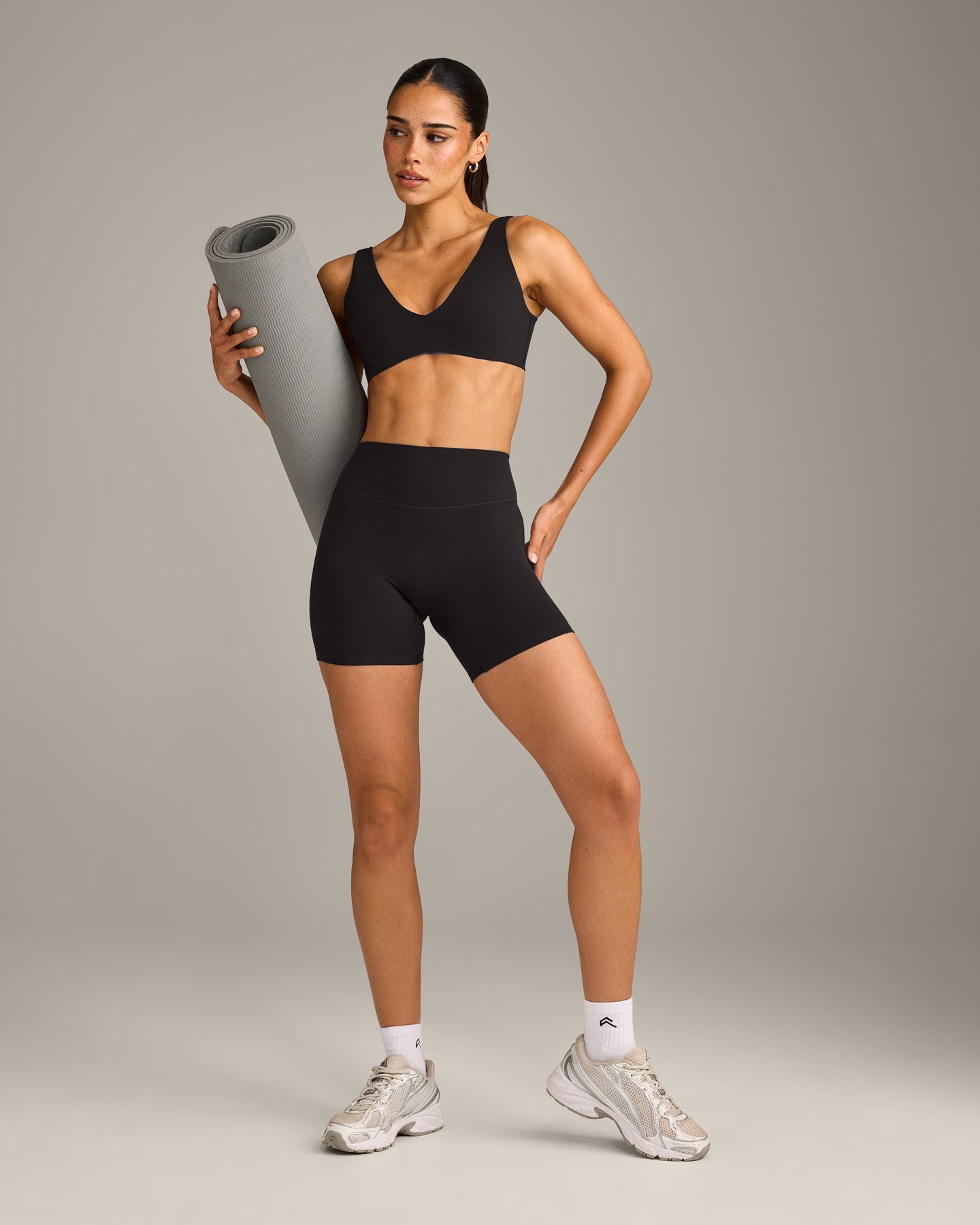 SoftMotion Scoop Back Bralette with Grey Logo | Black - Image 3