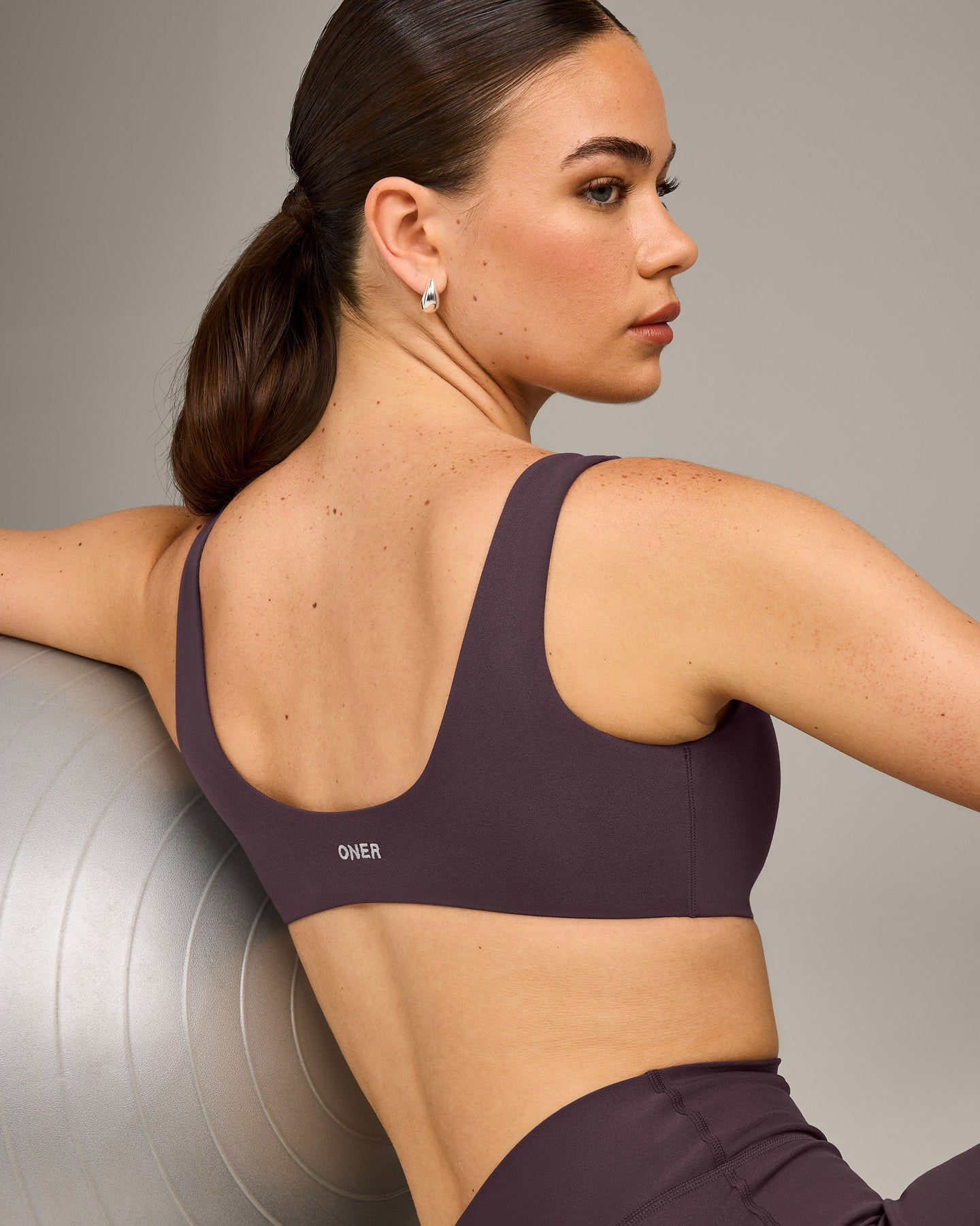 SoftMotion Scoop Back Bralette with Grey Logo | Dark Umber Brown - Image 5