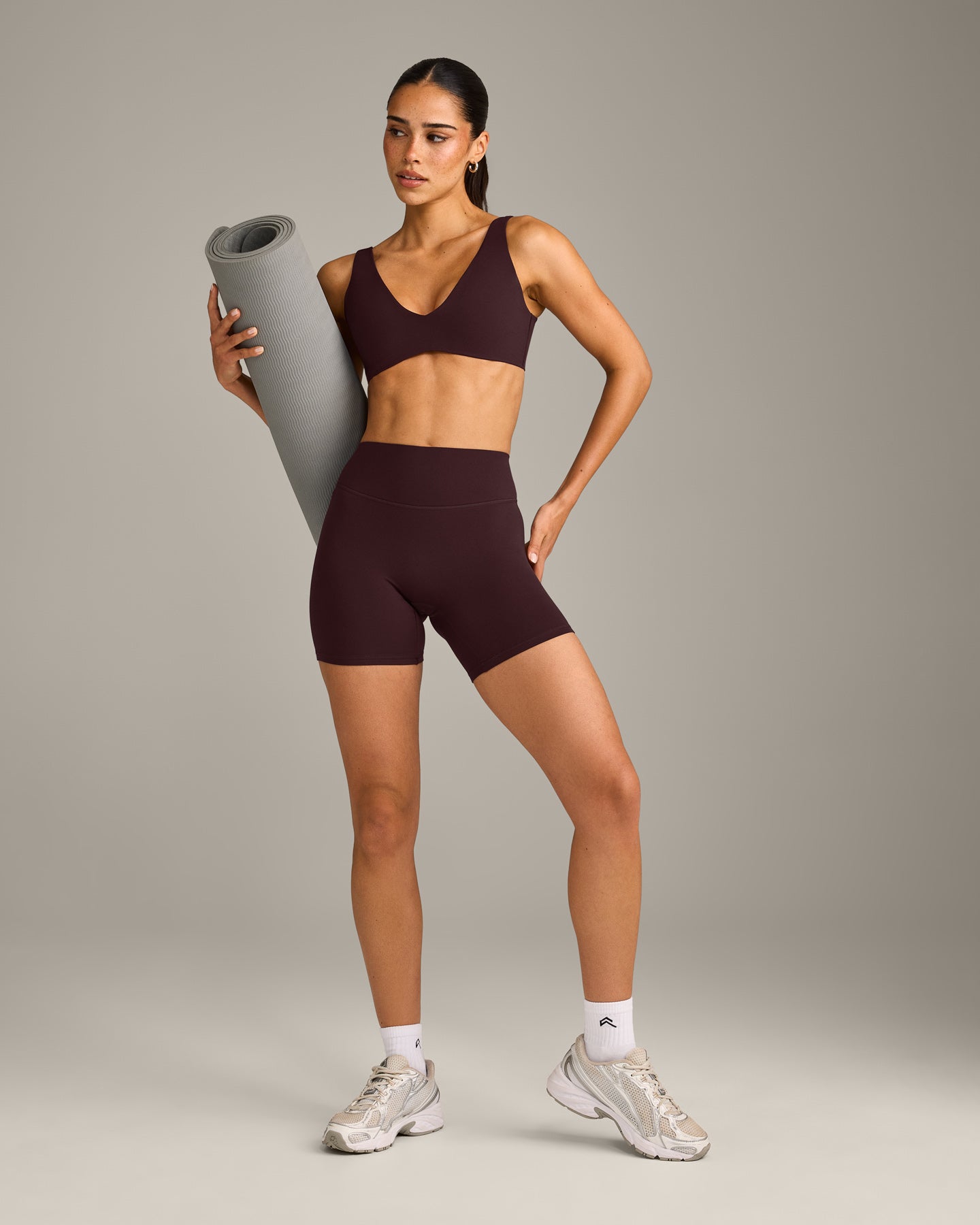 SoftMotion Scoop Back Bralette with Grey Logo | Plum Brown - Image 3