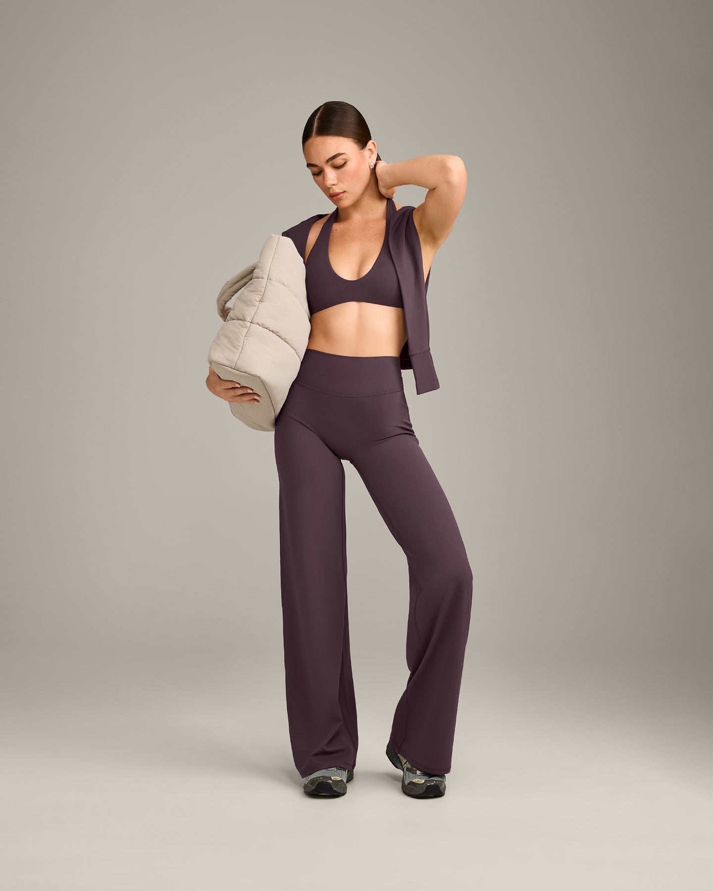 SoftMotion Straight Leg Bottoms with Grey Logo | Dark Umber Brown - Image 3