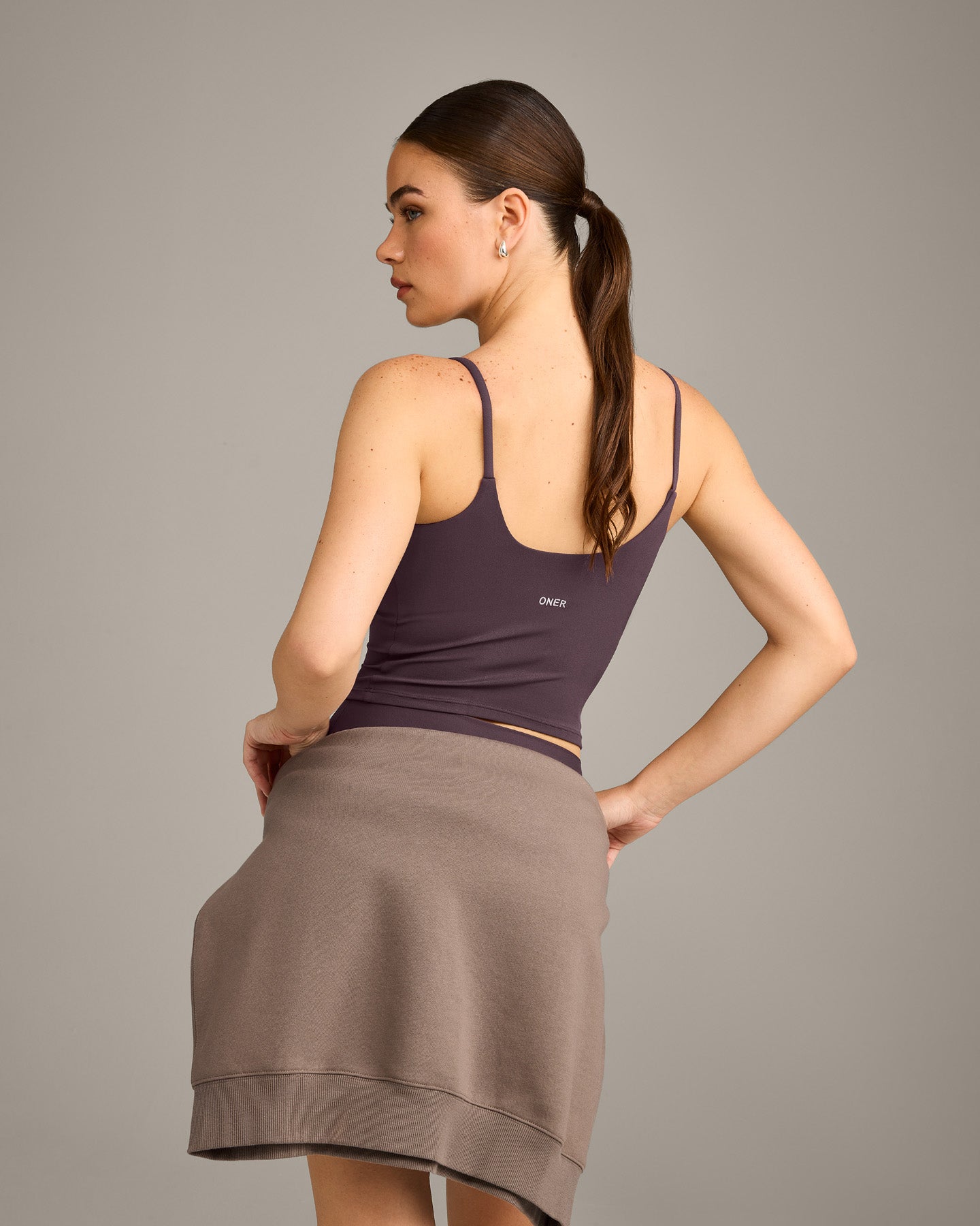 SoftMotion Strappy Mid Vest with Built in Bra Shelf with Grey Logo | Dark Umber Brown - Image 5