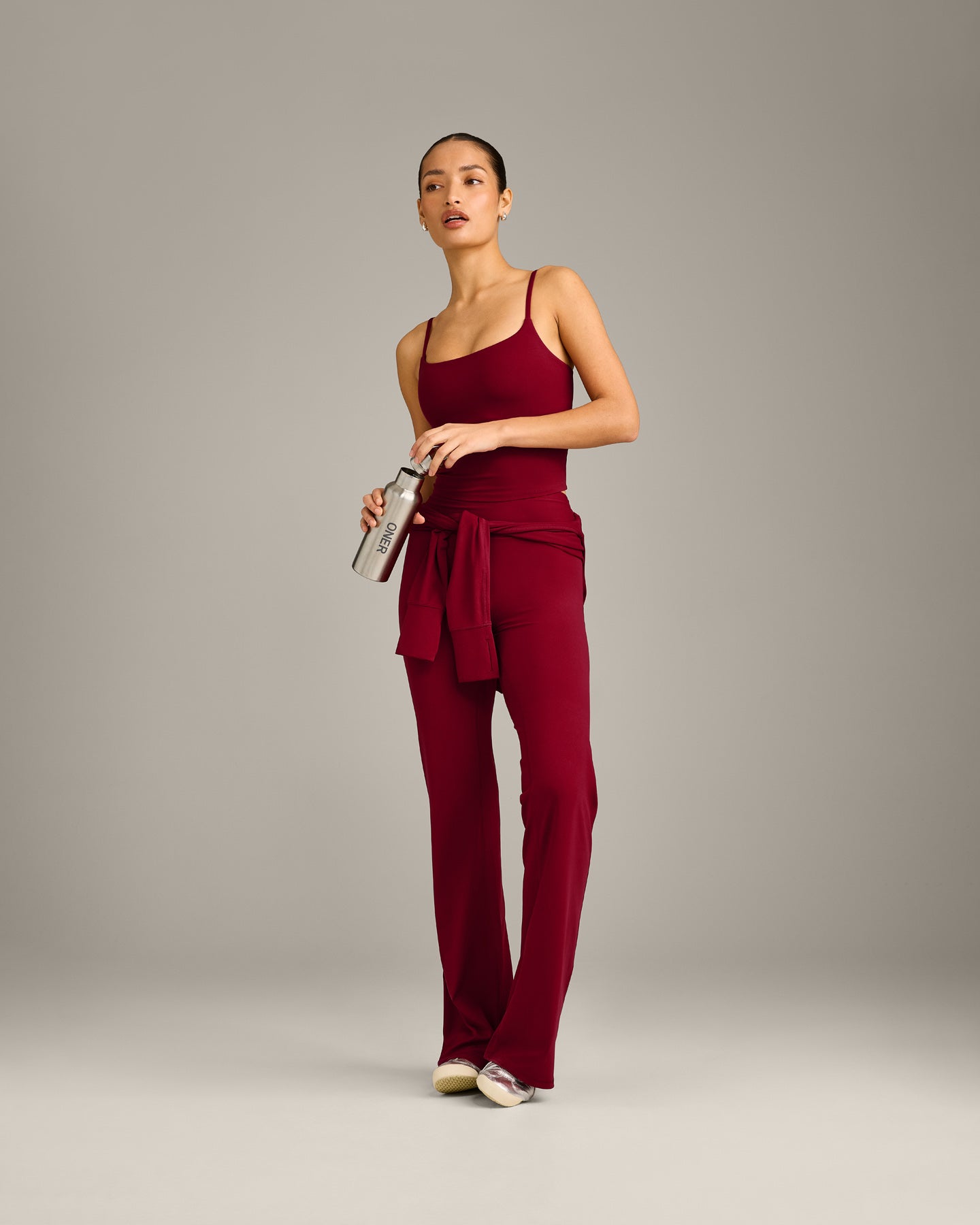 SoftMotion Strappy Mid Vest with Built in Bra Shelf with Grey Logo | Ruby Red - Image 6