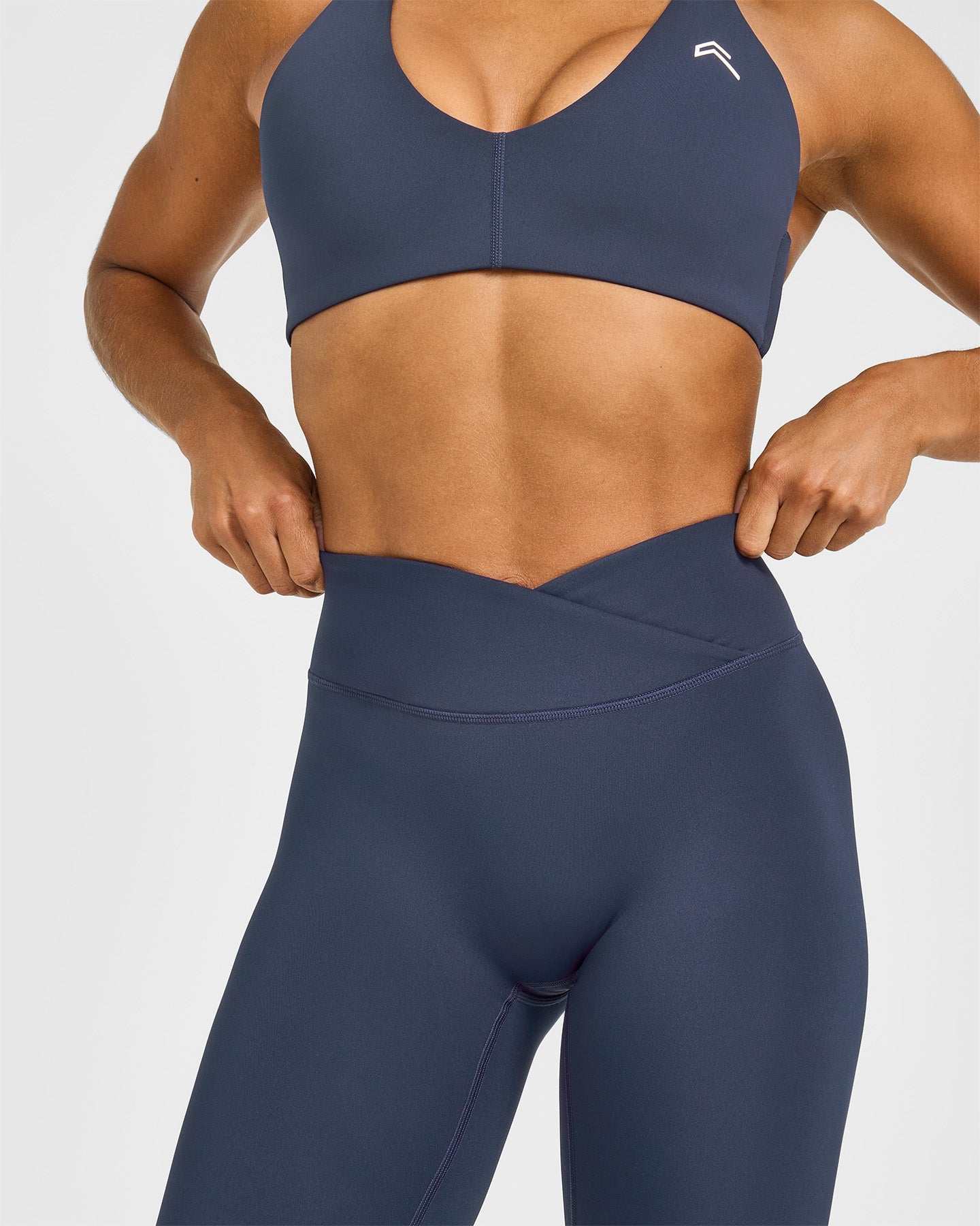 UnifiedMove Wrap Leggings White Logo | True Blue - Image 5