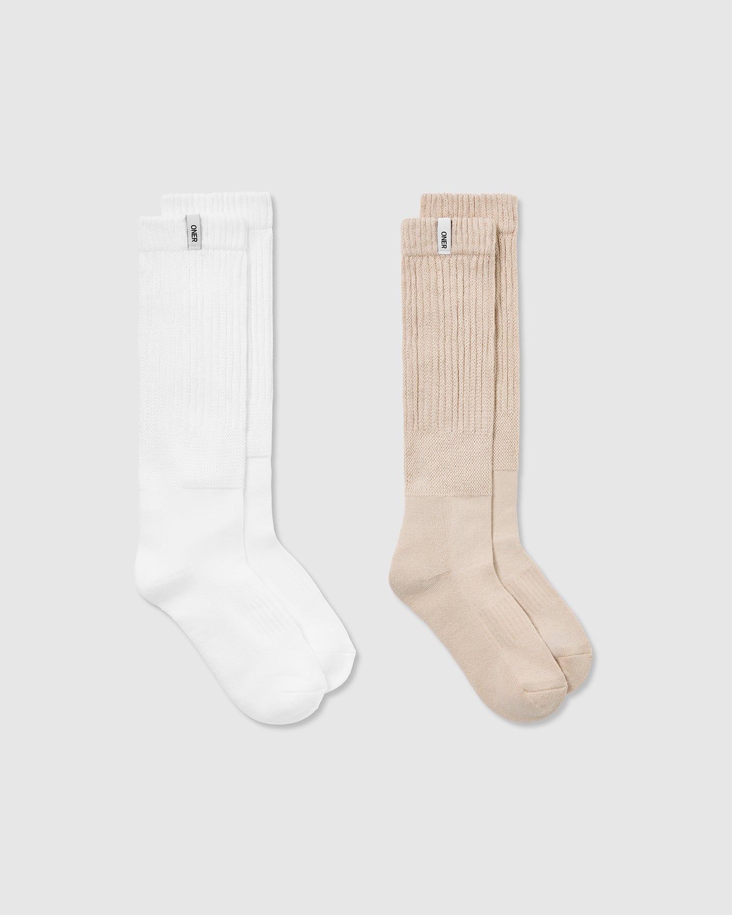 Slouchy Lounge Socks 2 Pack | Sand/White