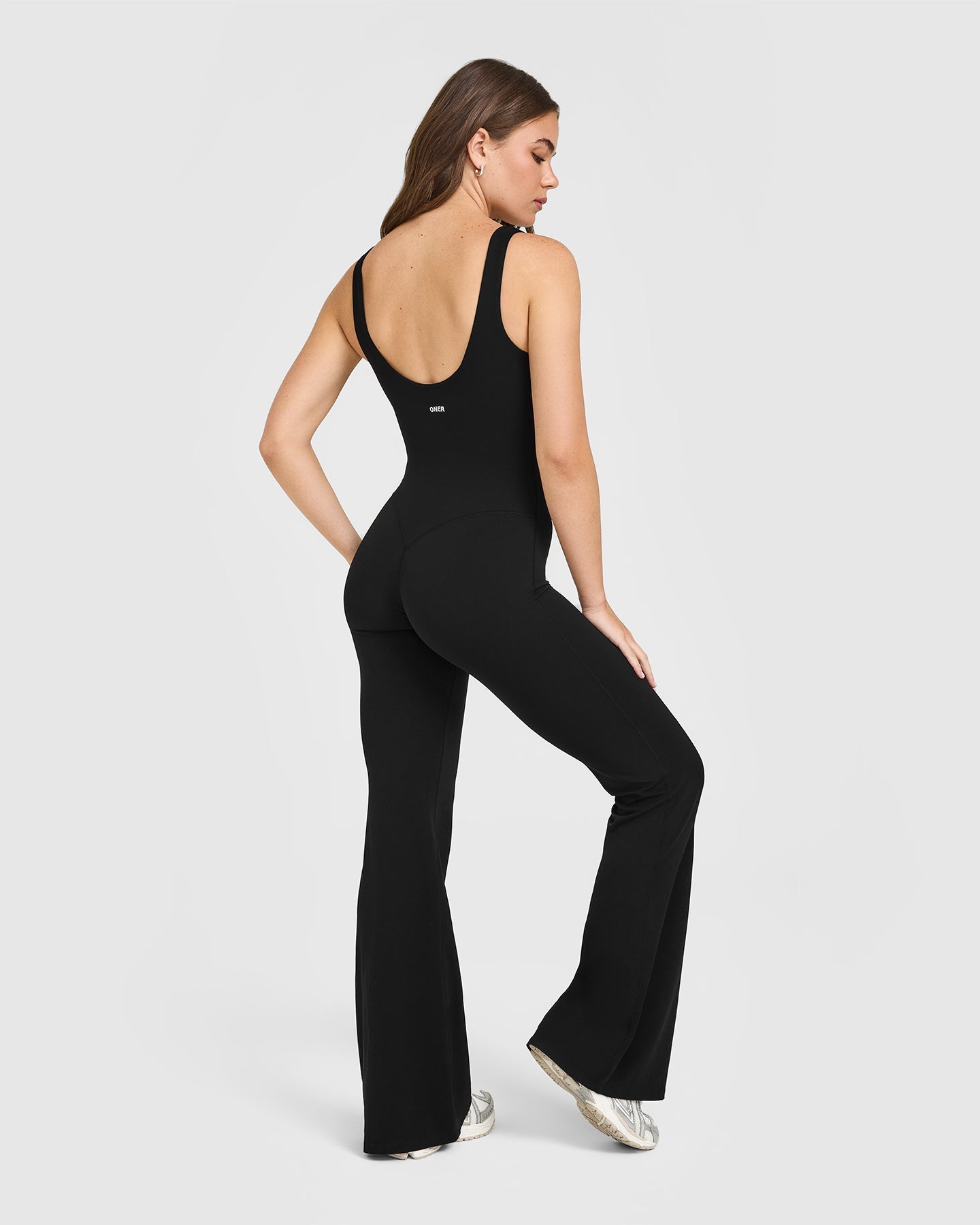 SoftMotion Scoop Back Flared All In One Long with White Logo | Black - Image 2