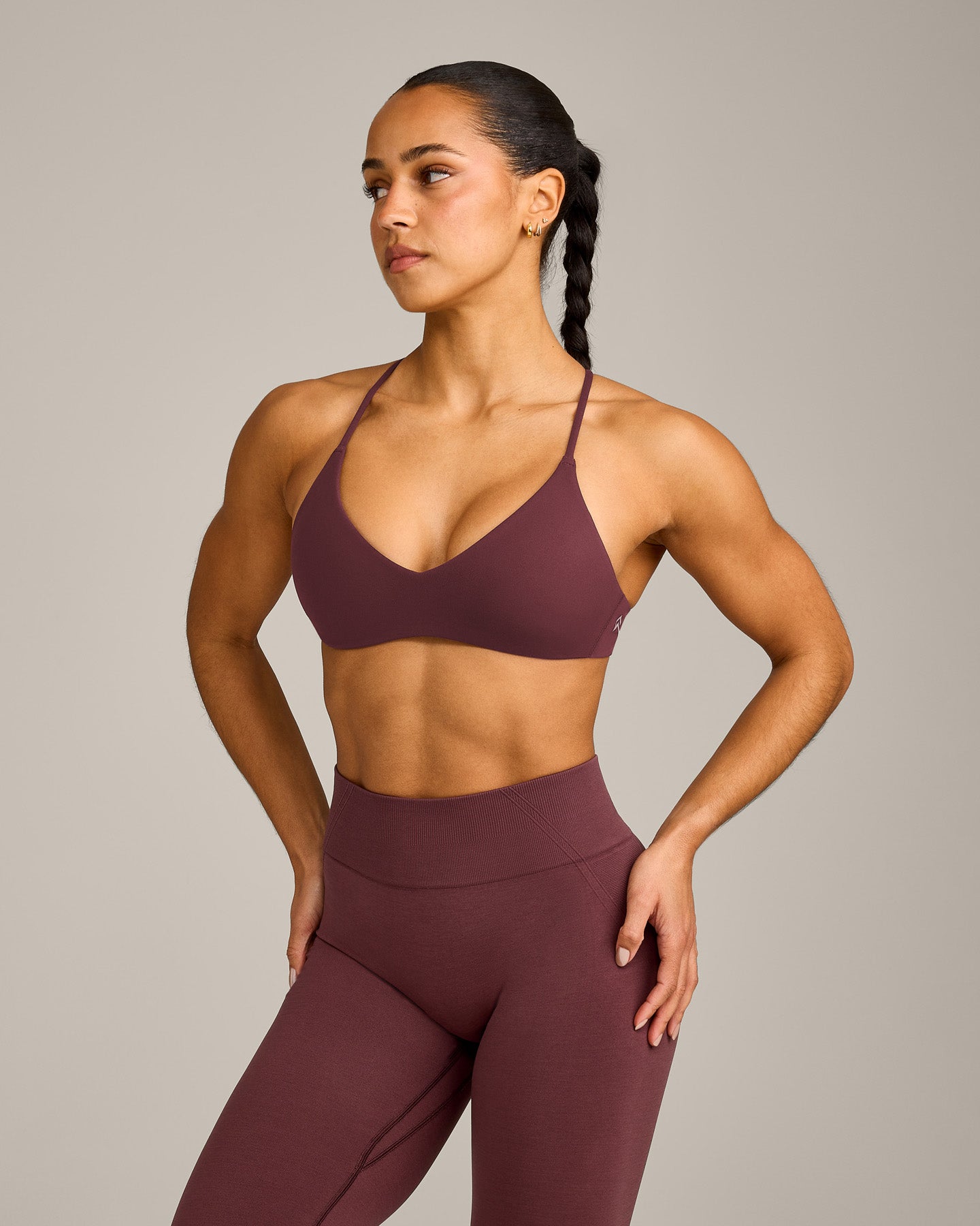EasyLift Ultra Minimal Bralette with Grey Logo | Velvet Mocha