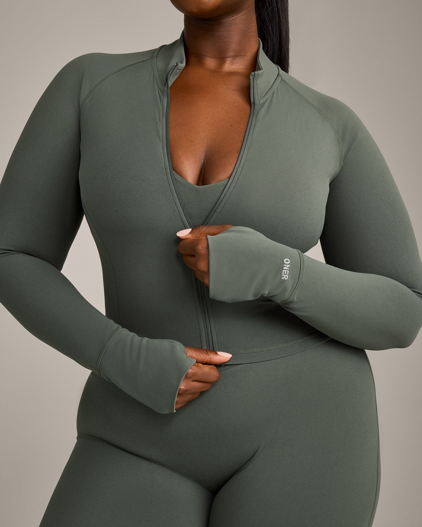 SoftMotion Mid Jacket with Grey Logo | Dark Khaki - Image 4