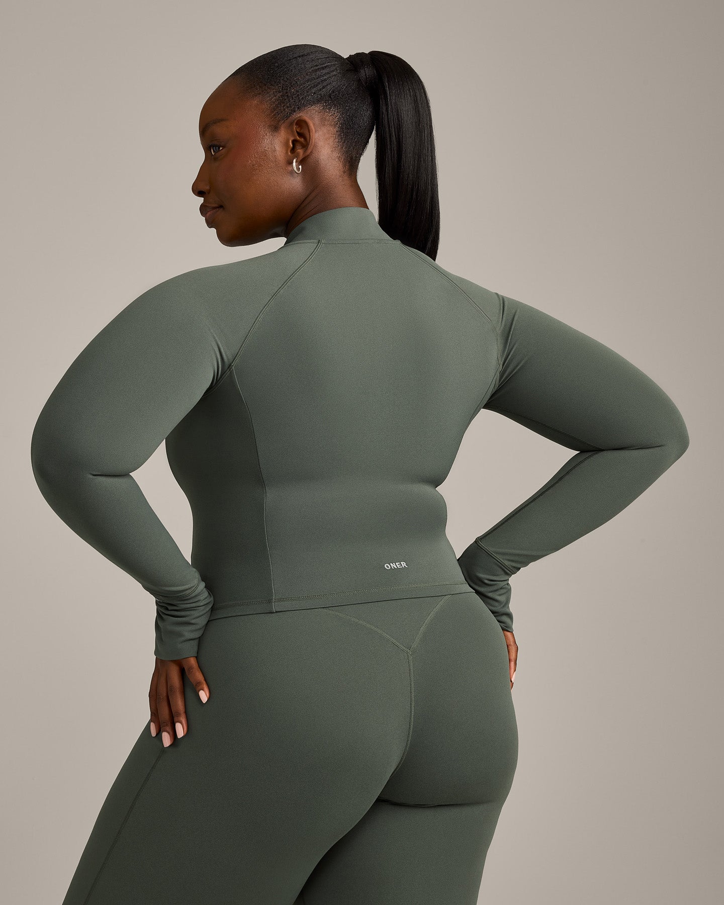 SoftMotion Mid Jacket with Grey Logo | Dark Khaki - Image 6