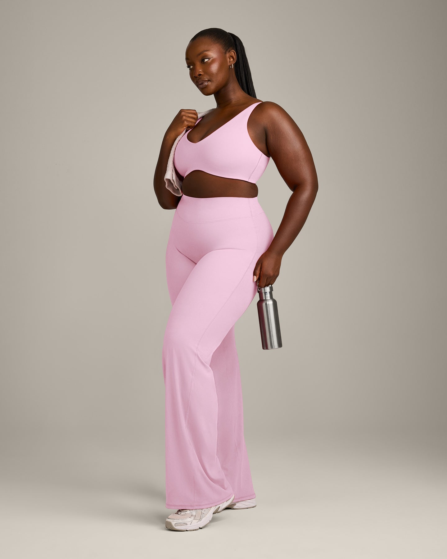 SoftMotion Scoop Back Bralette with Grey Logo | Chalk Pink - Image 3