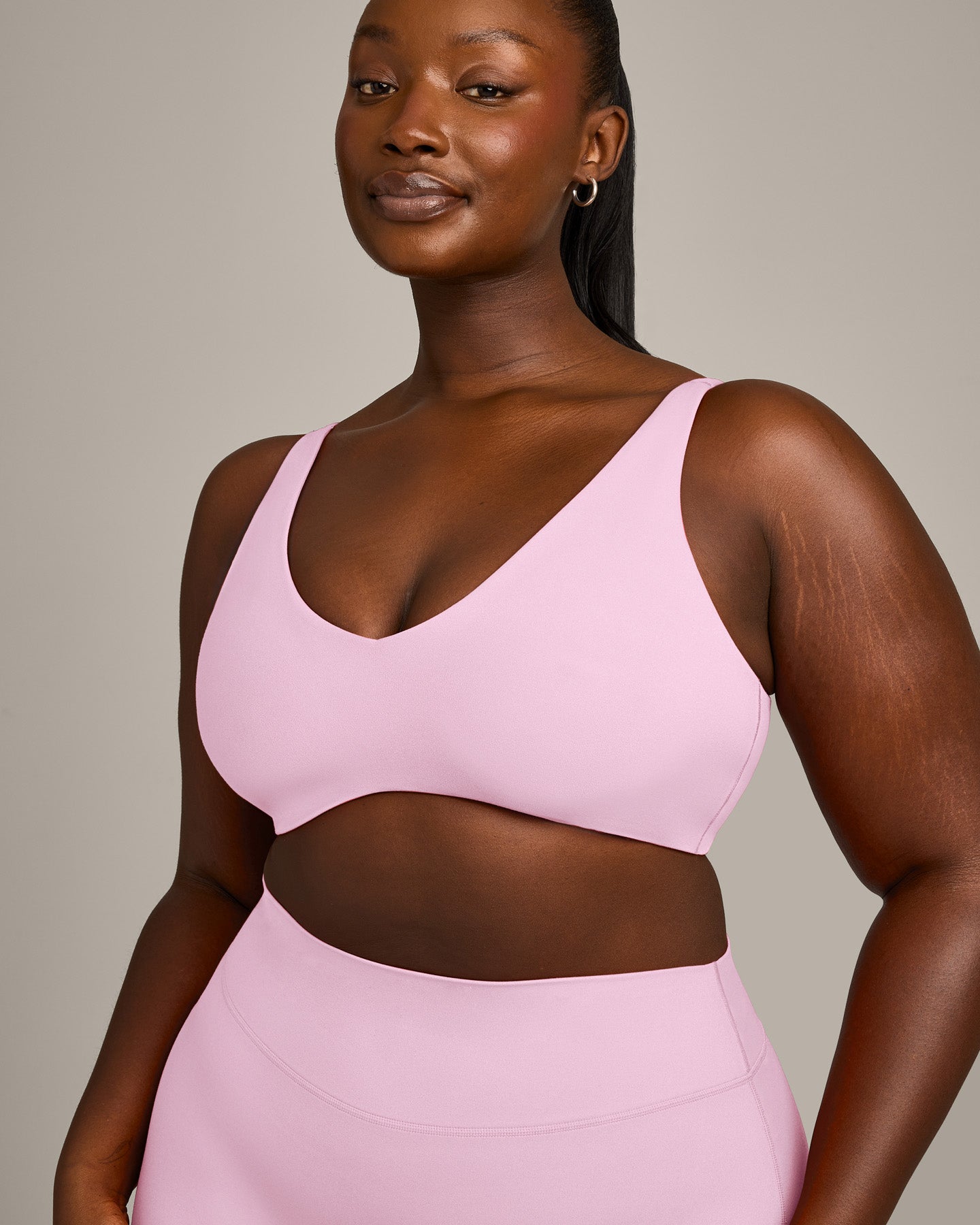 SoftMotion Scoop Back Bralette with Grey Logo | Chalk Pink - Image 4