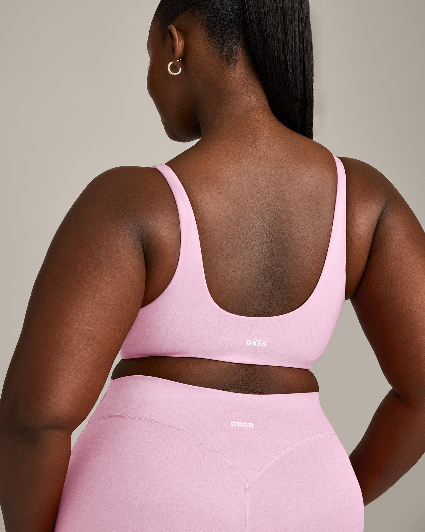 SoftMotion Scoop Back Bralette with Grey Logo | Chalk Pink - Image 5
