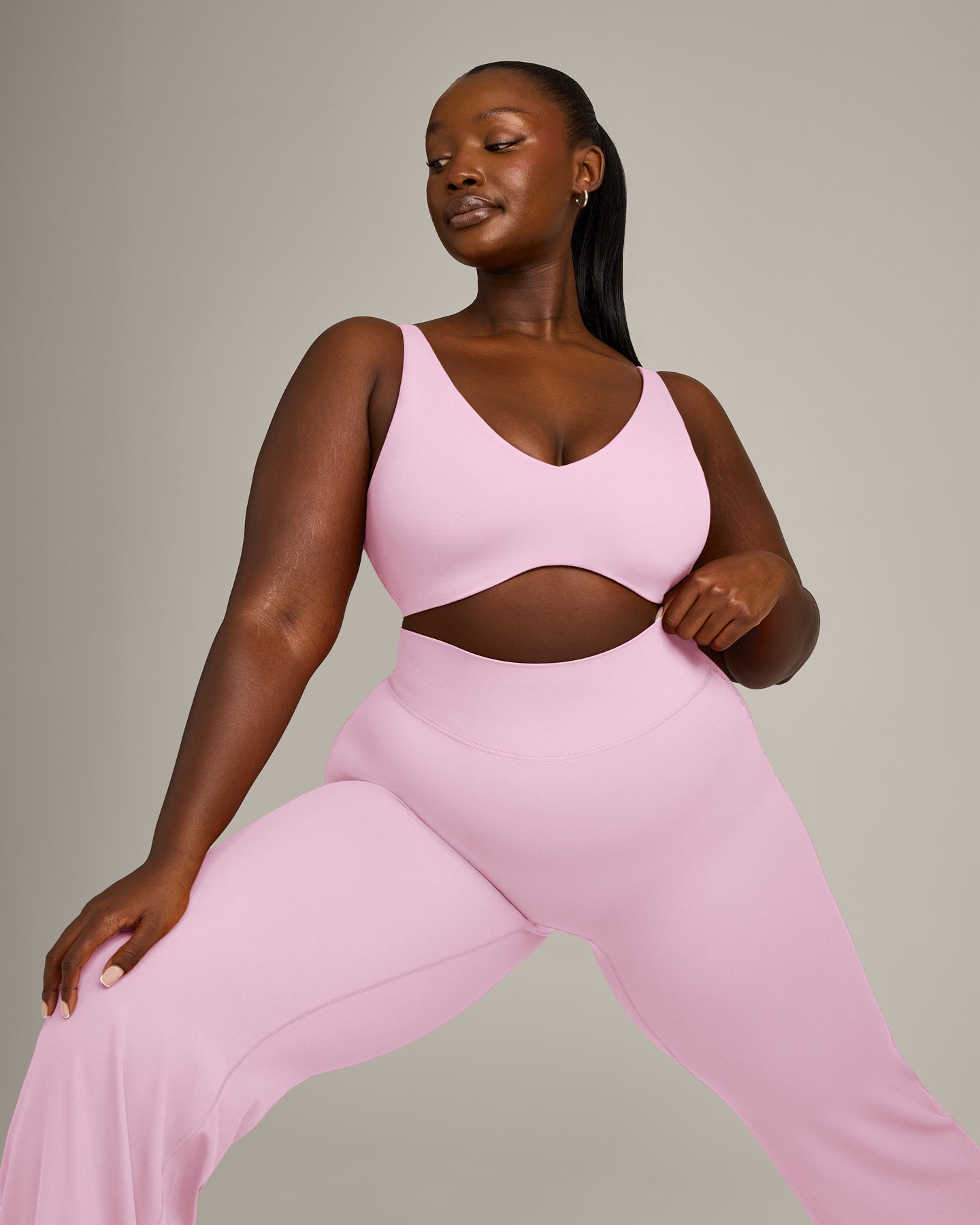 SoftMotion Scoop Back Bralette with Grey Logo | Chalk Pink - Image 6