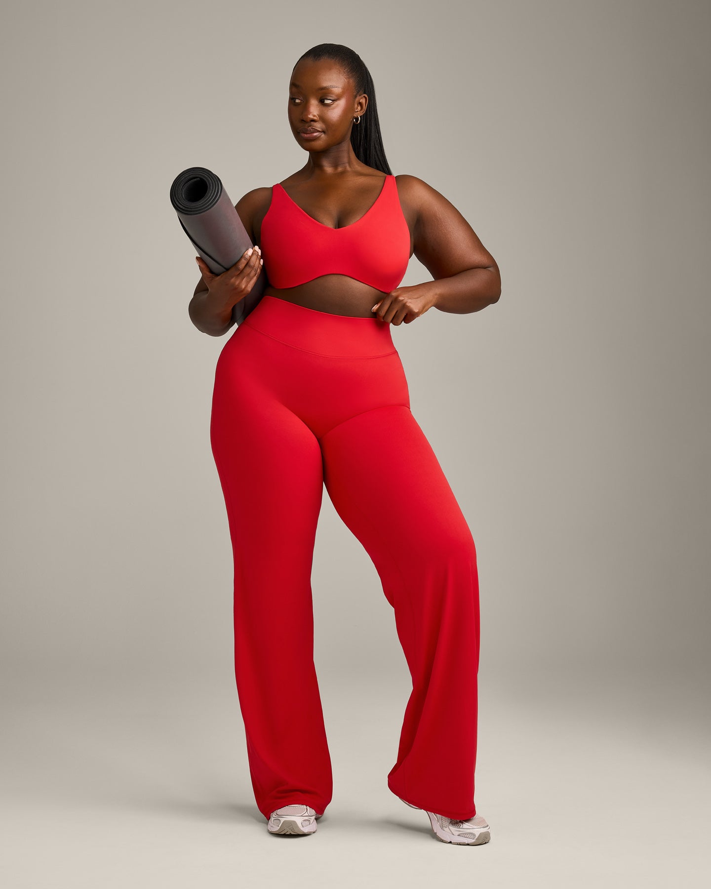 SoftMotion Scoop Back Bralette with Grey Logo | Fiery Red - Image 3