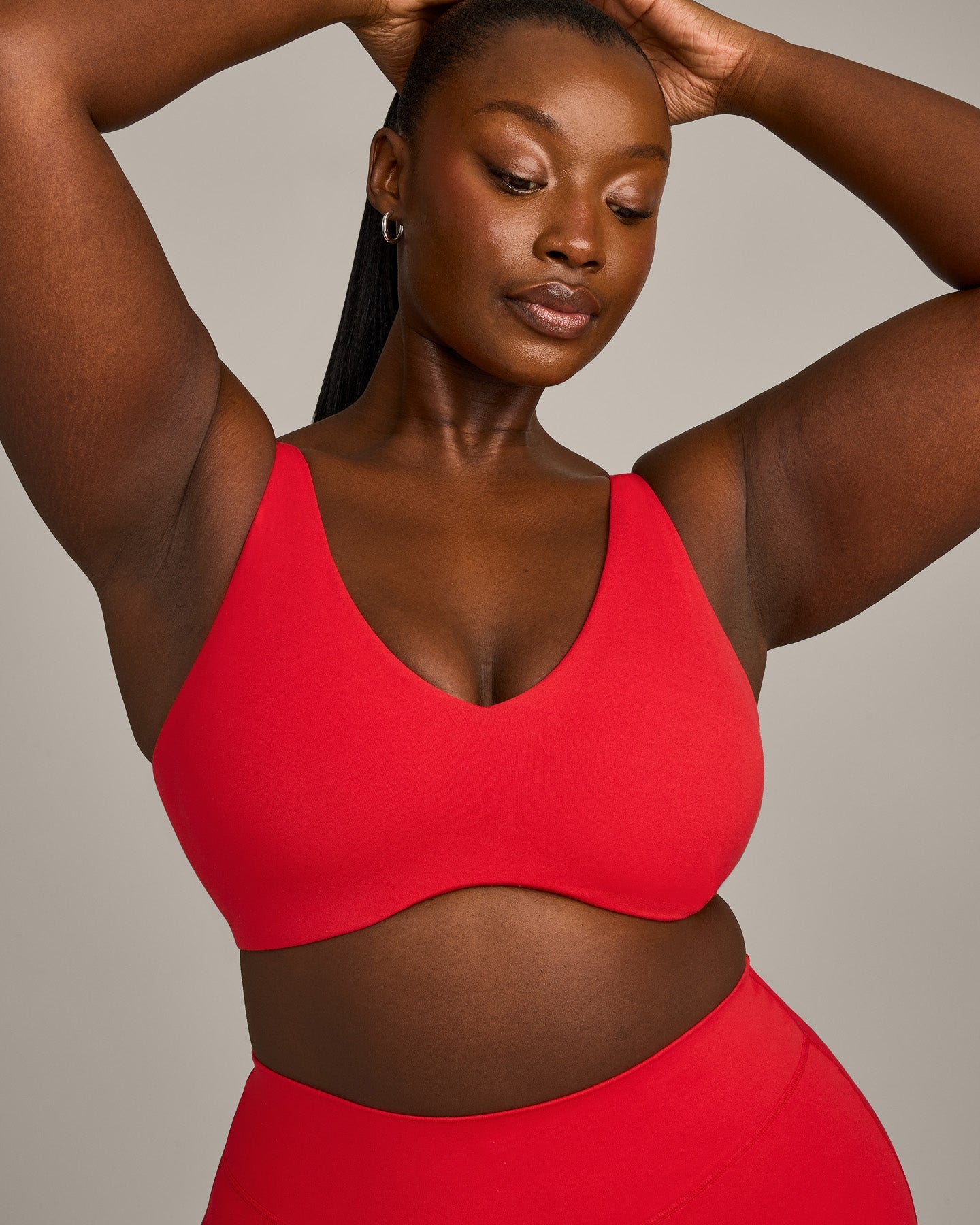 SoftMotion Scoop Back Bralette with Grey Logo | Fiery Red - Image 5