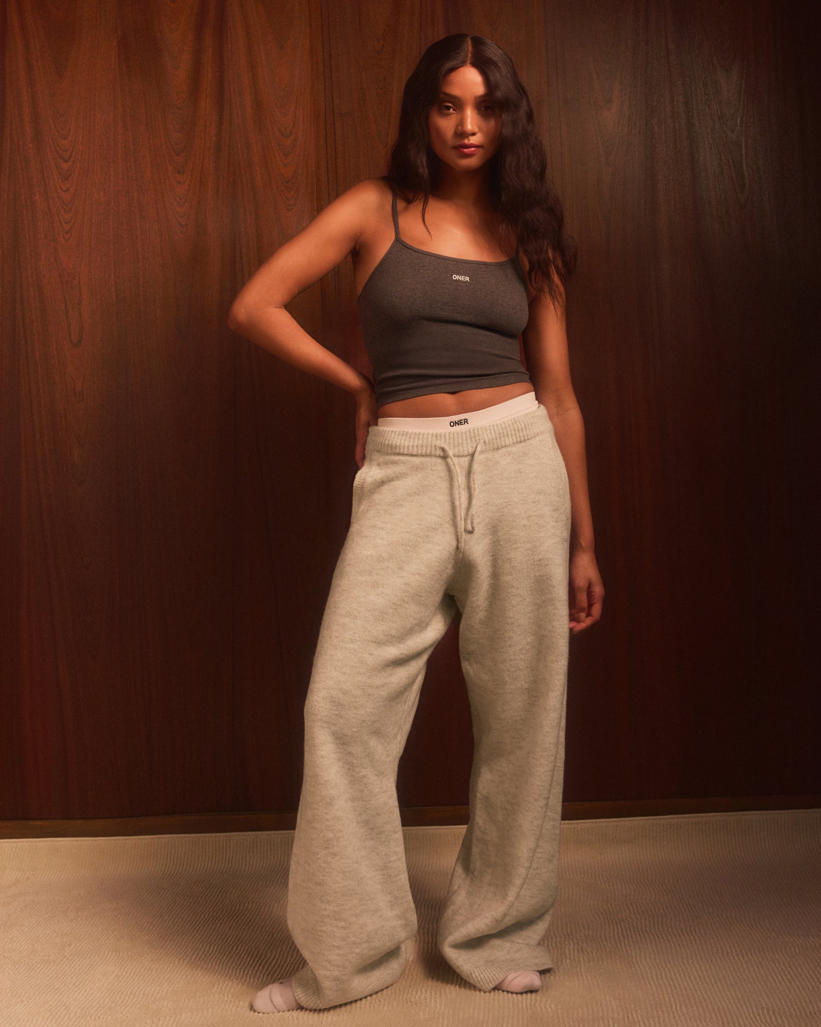 Alternative view of Seamless Strappy Vest | Charcoal Marl