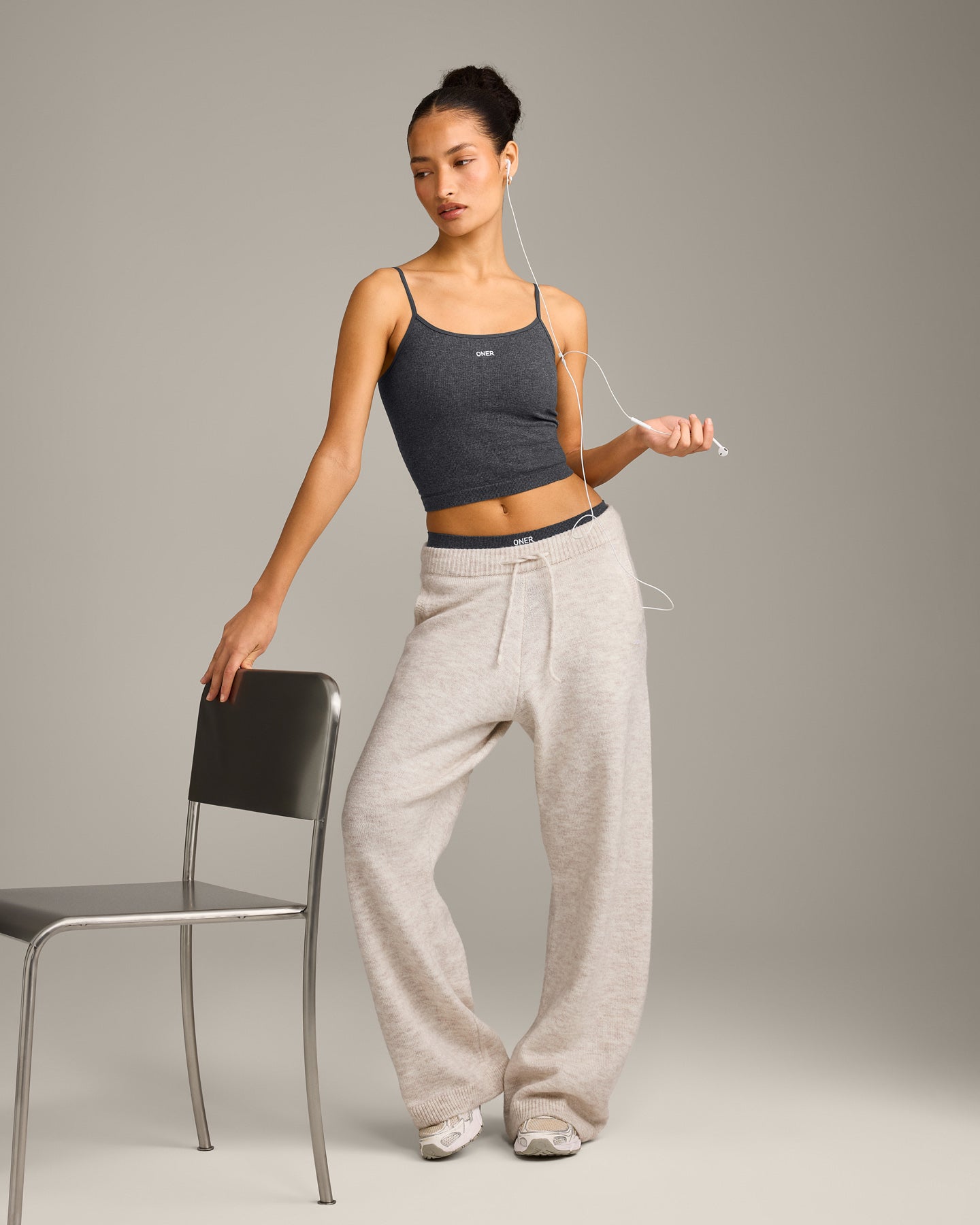 Seamless Strappy Vest | Charcoal Marl - Image 3