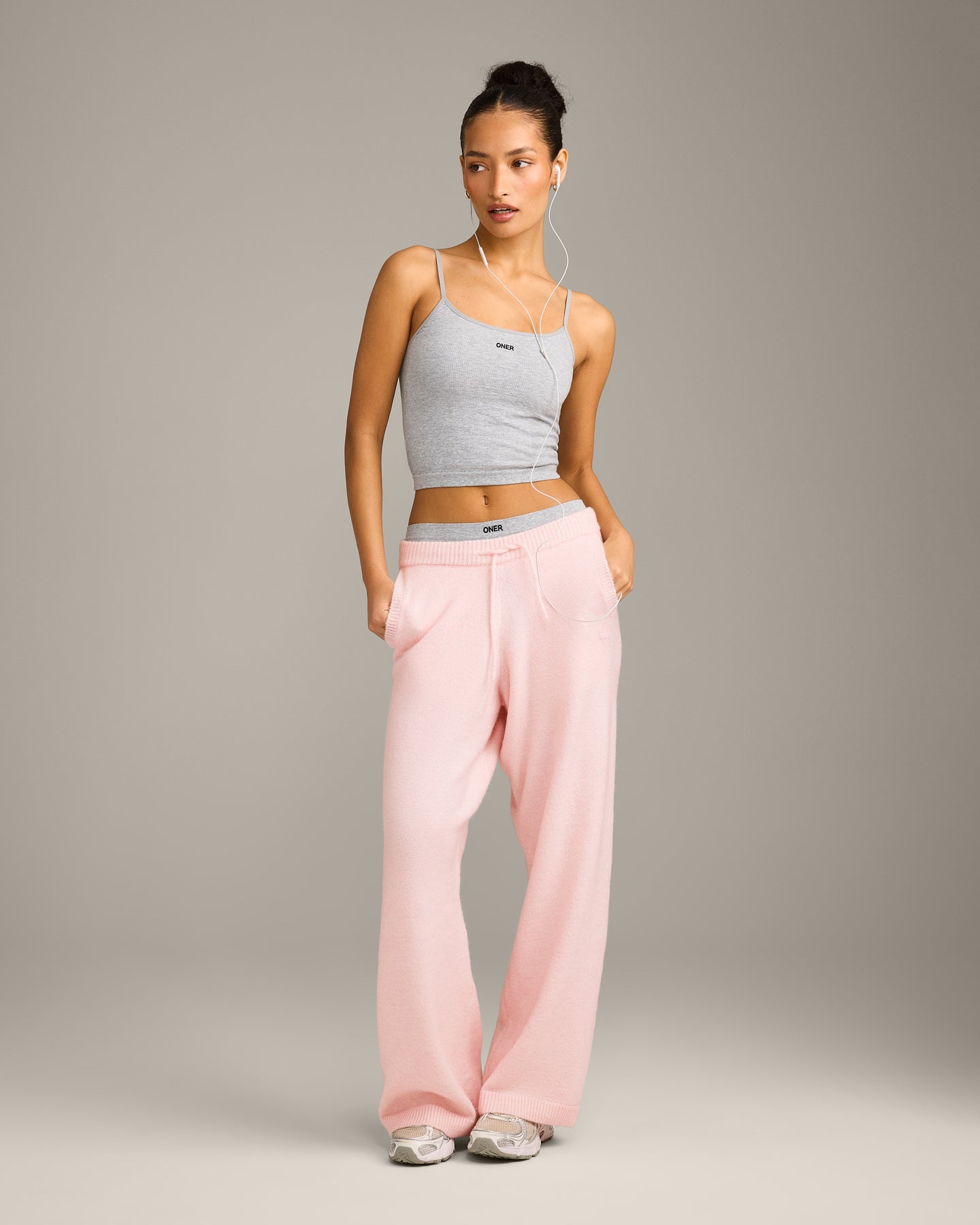Alternative view of Seamless Strappy Vest | Grey Marl