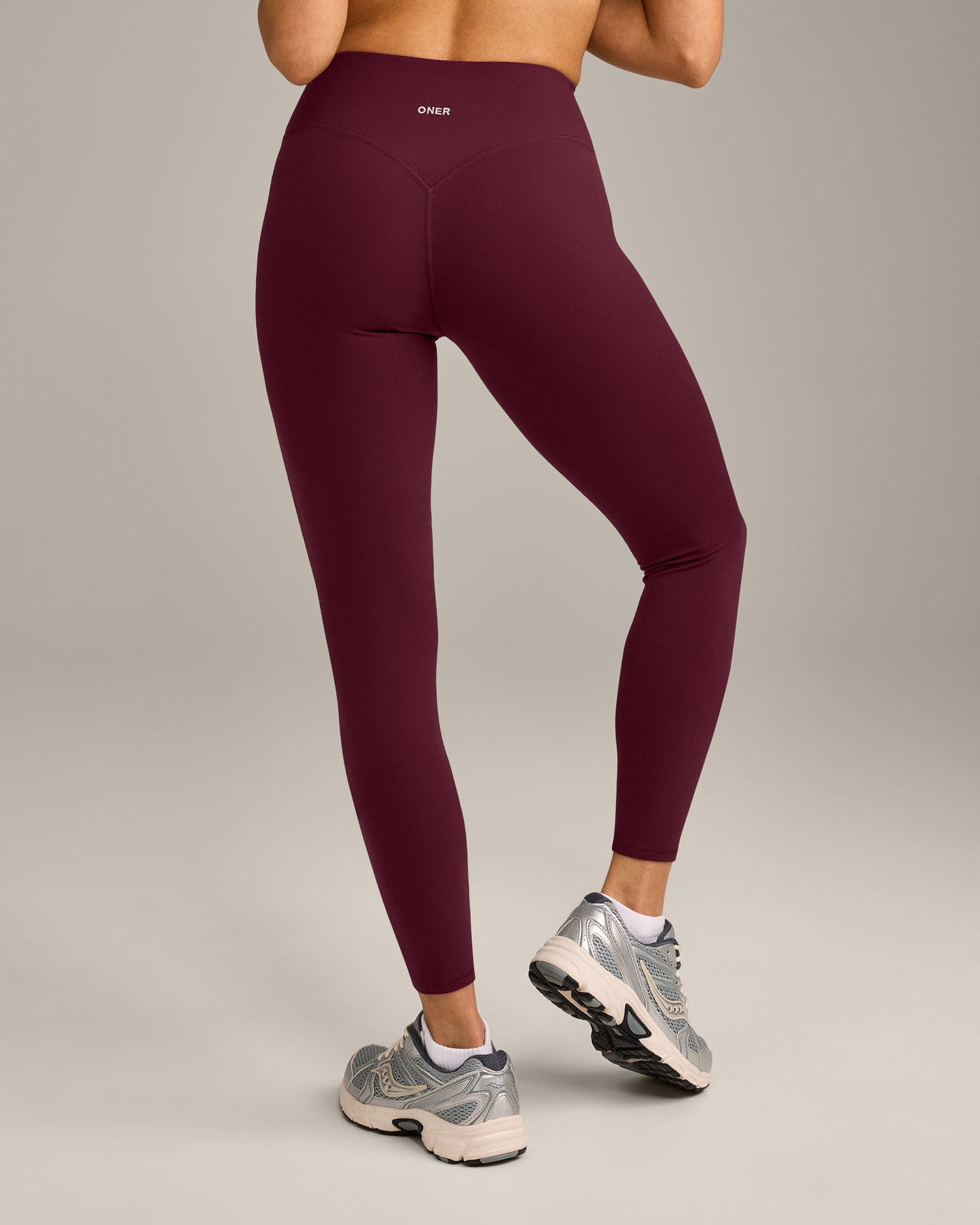 SoftMotion High Waisted Leggings with Grey Logo | Cherry Lacquer Purple
