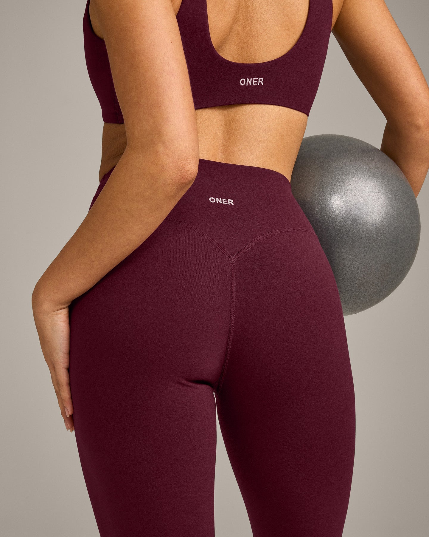SoftMotion High Waisted Leggings with Grey Logo | Cherry Lacquer Purple - Image 5