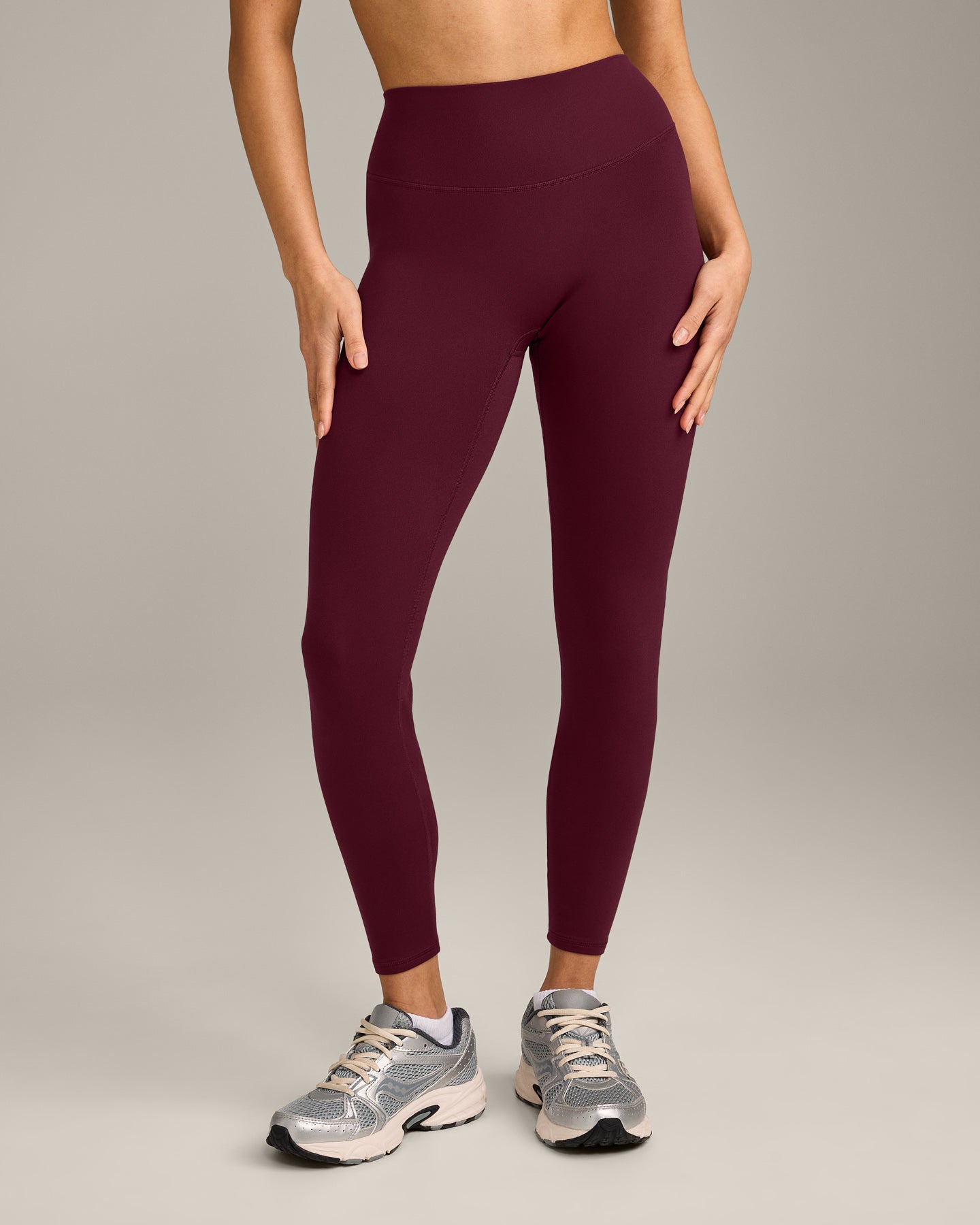 SoftMotion High Waisted Leggings with Grey Logo | Cherry Lacquer Purple - Image 6
