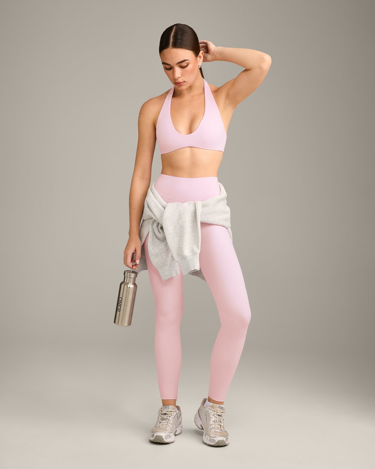 SoftMotion High Waisted Leggings with Grey Logo | Soft Girl Pink - Image 3