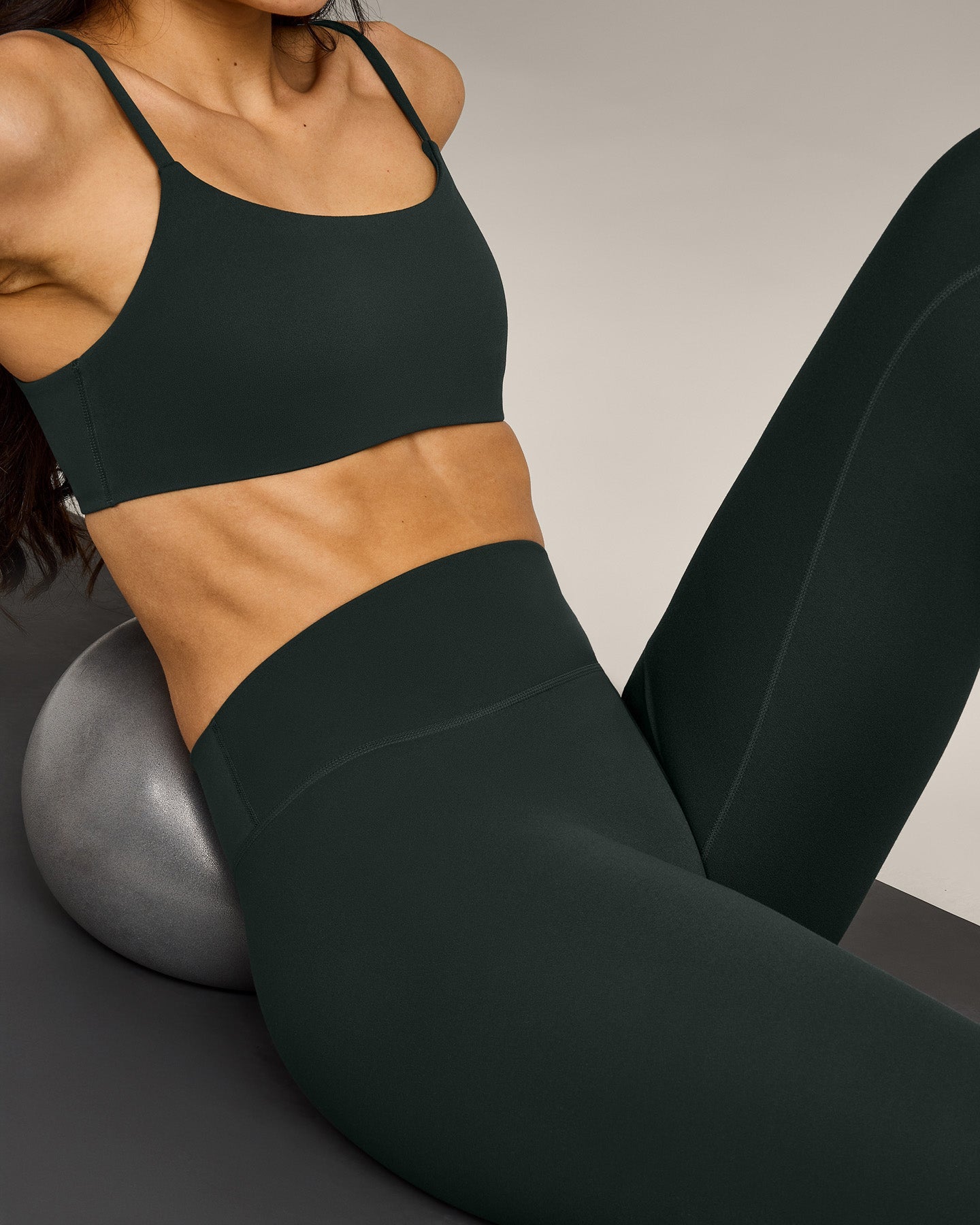 SoftMotion High Waisted Leggings with Grey Logo | Emerald Noir - Image 4