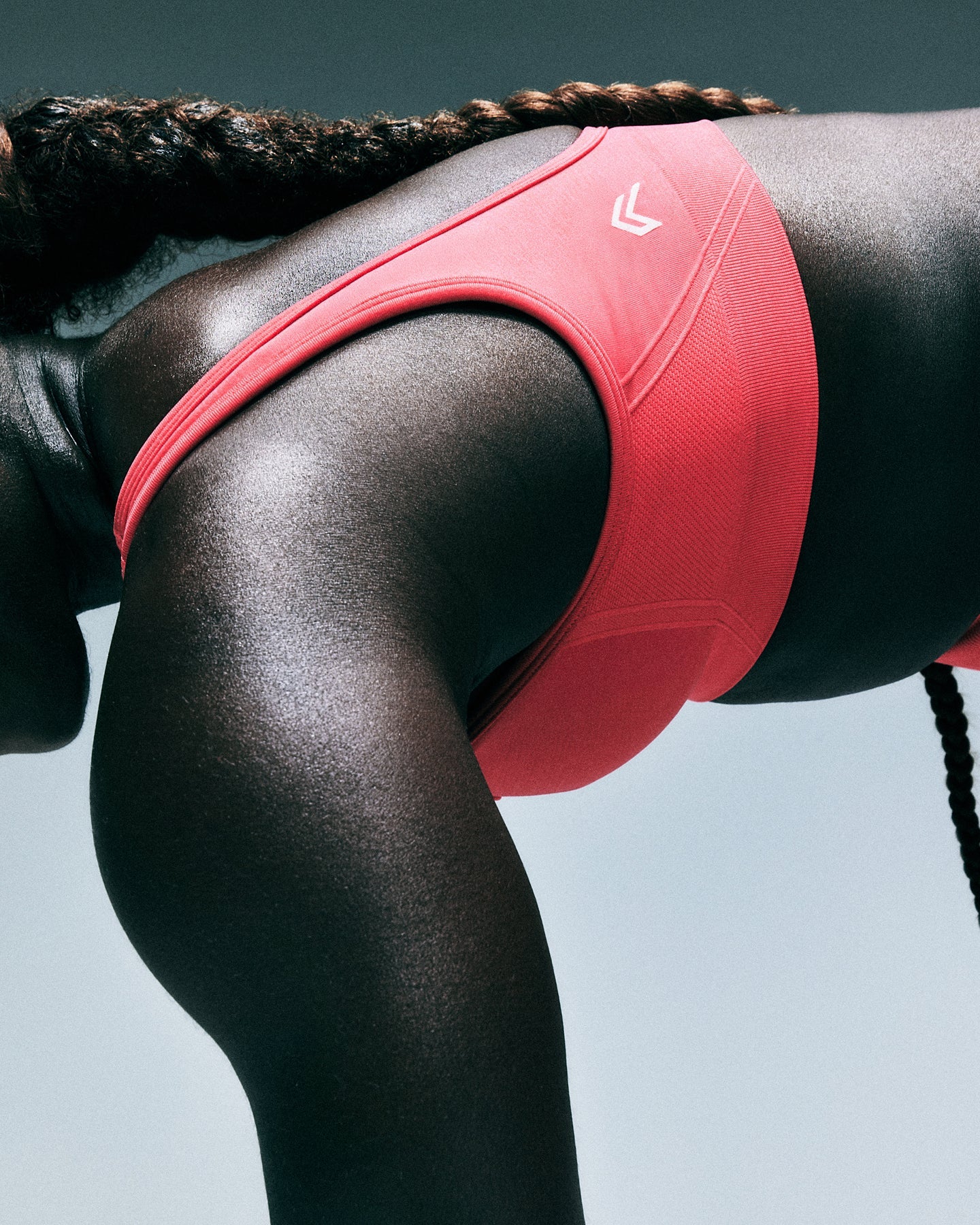 EffortlessLift Square Neck Sports Bra with Grey Logo | Charged Pink - Image 2