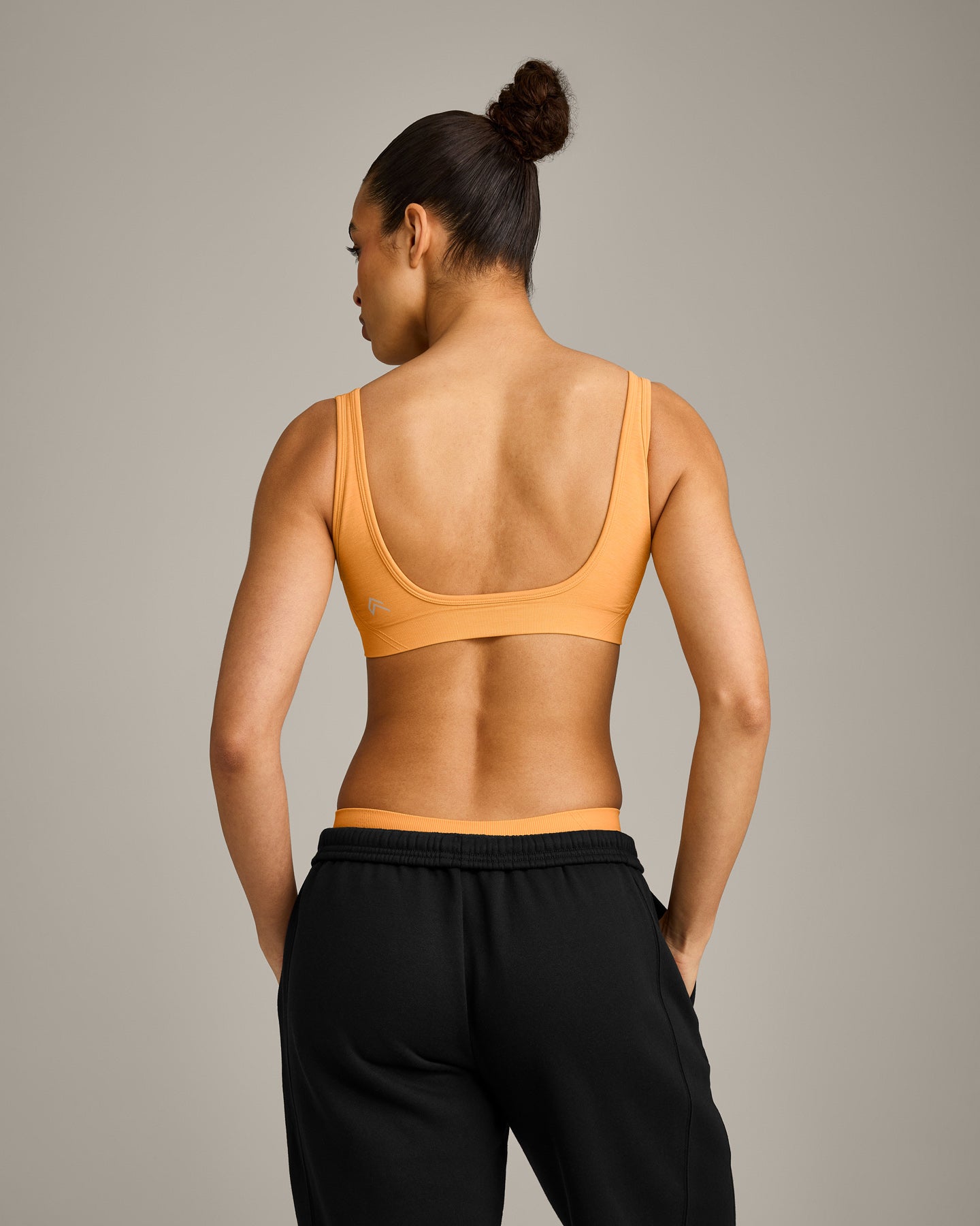 EffortlessLift Square Neck Sports Bra with Grey Logo | Powdered Orange - Image 2