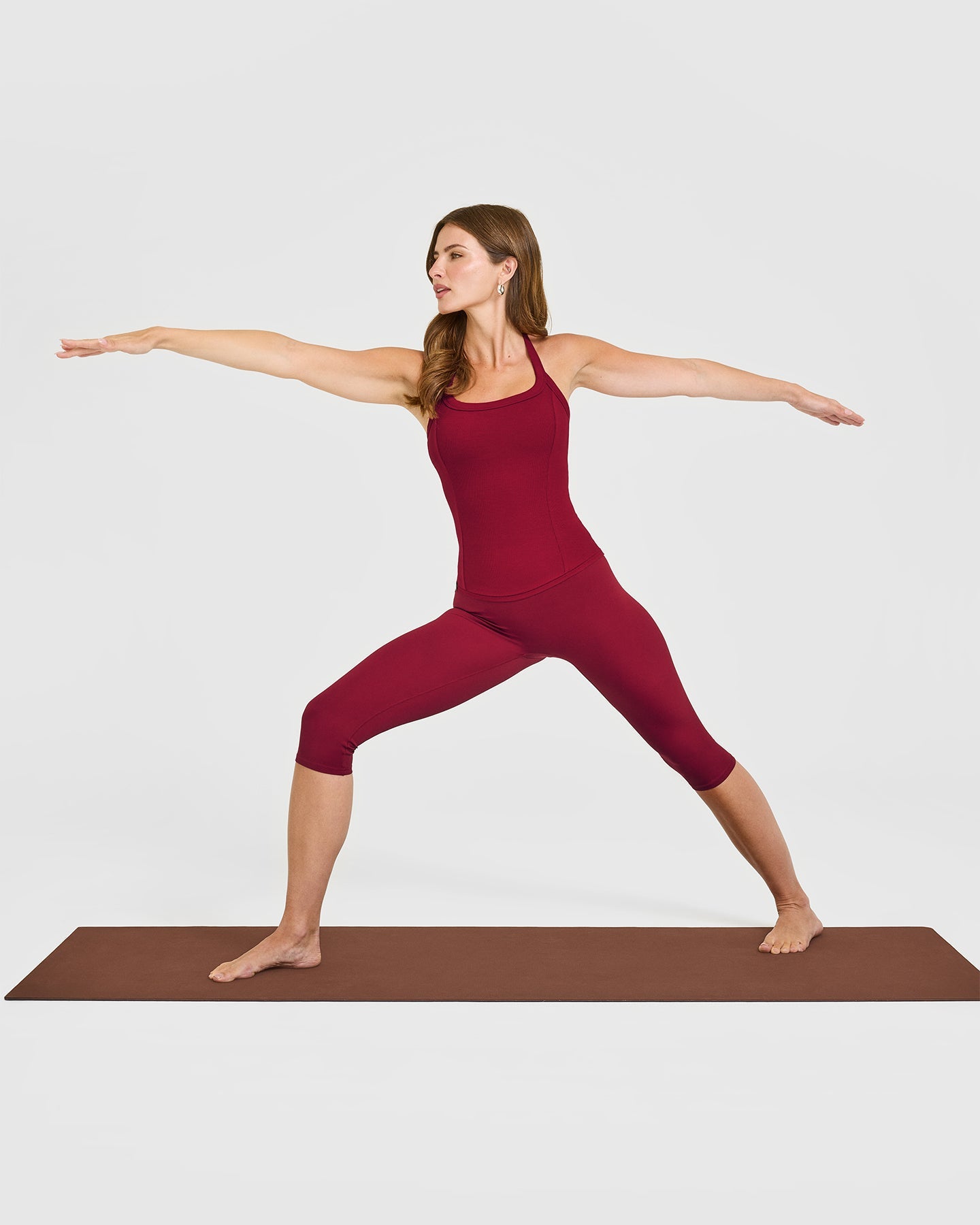Mellow Rib Halter Neck Vest with Built in Bra Shelf | Ruby Red - Image 2