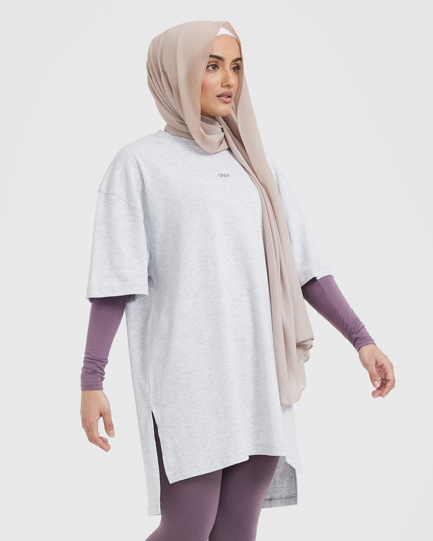Raising The Bar Graphic Longline T-Shirt | Light Grey Marl - Image 3