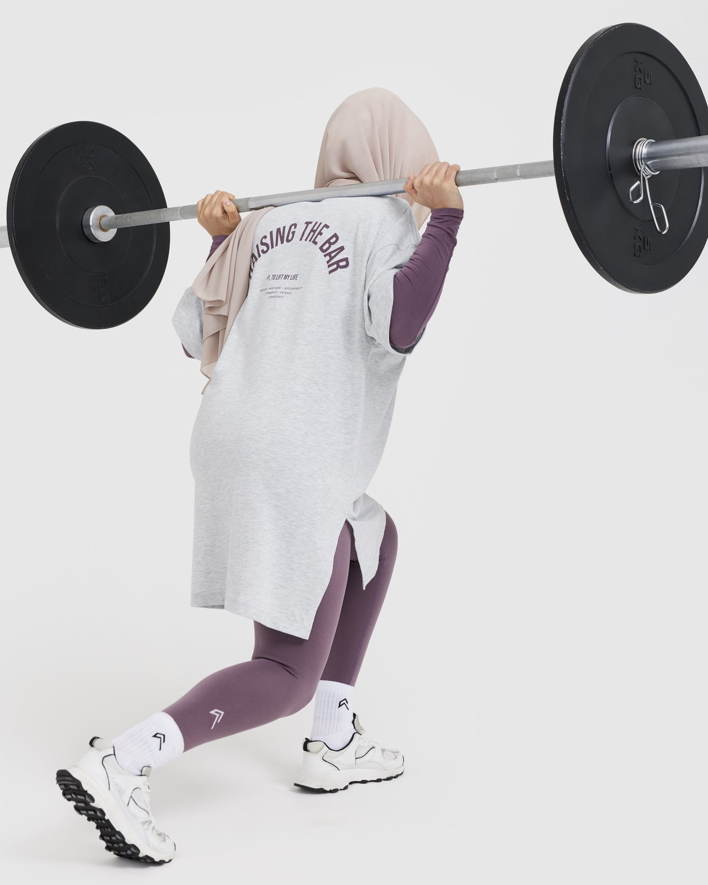Raising The Bar Graphic Longline T-Shirt | Light Grey Marl - Image 6