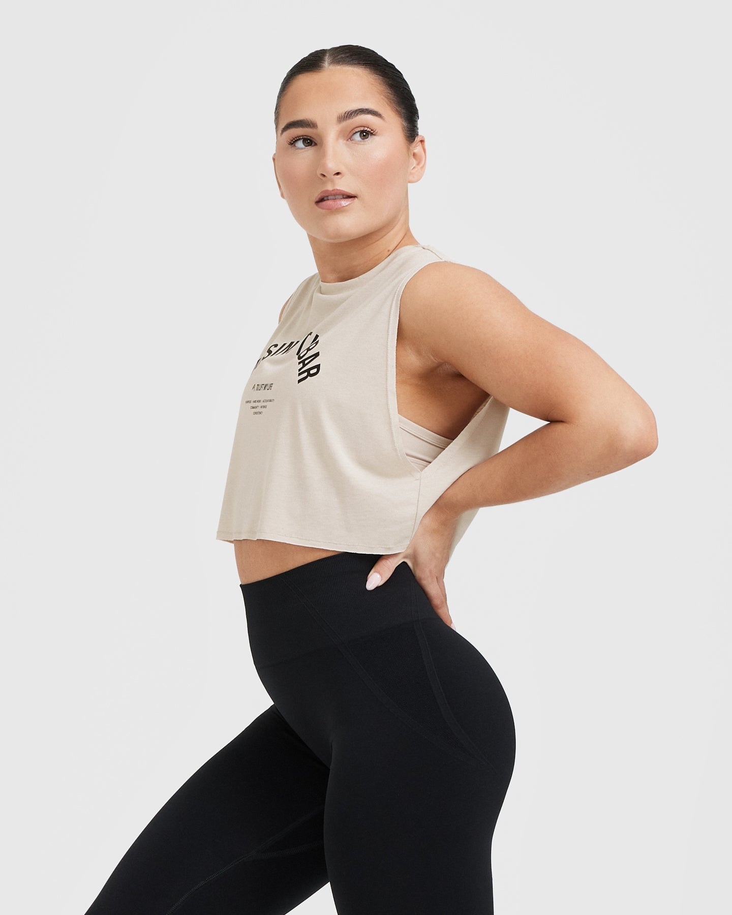 Raising The Bar Graphic Muscle Crop Vest | Sand - Image 3