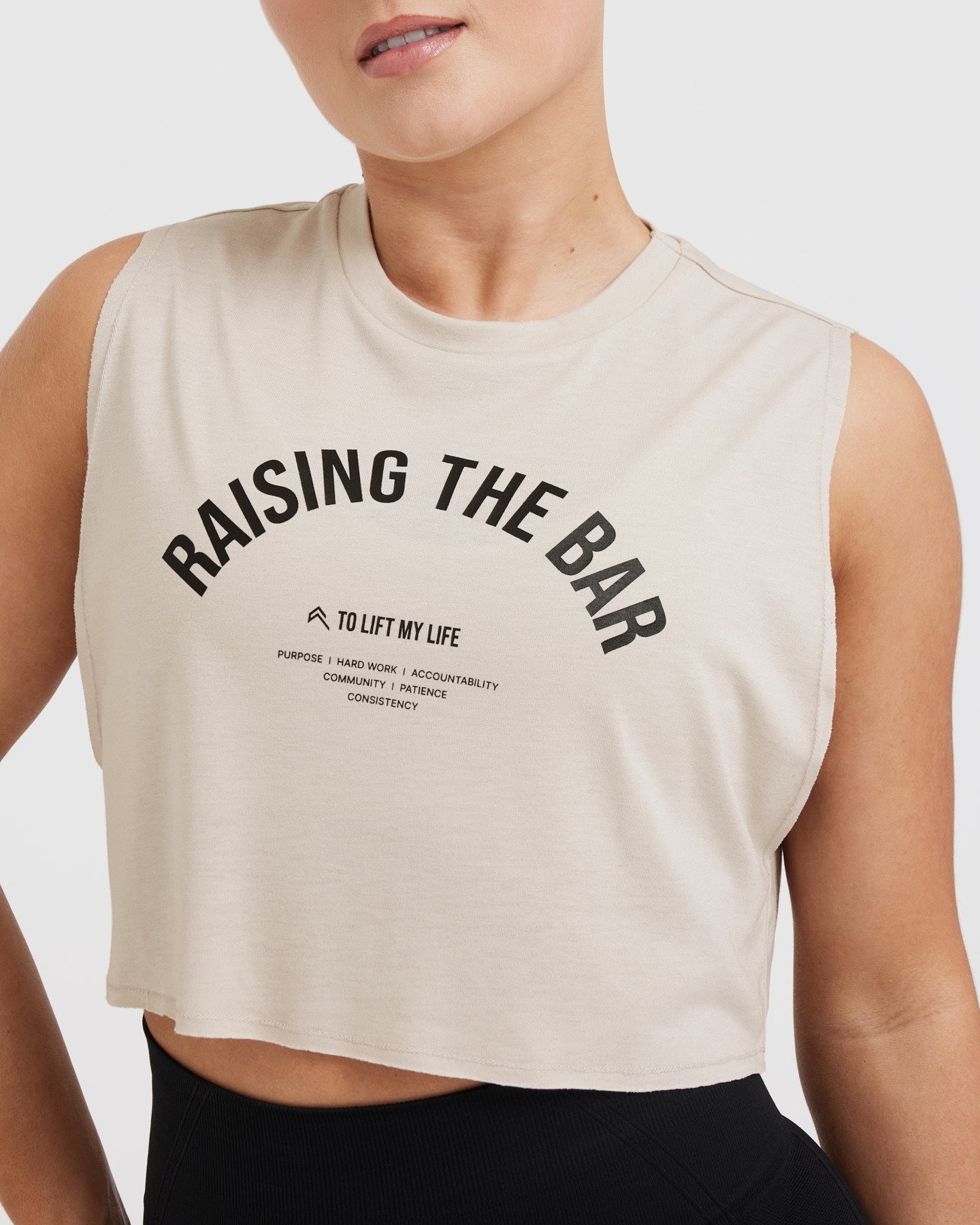Raising The Bar Graphic Muscle Crop Vest | Sand - Image 4