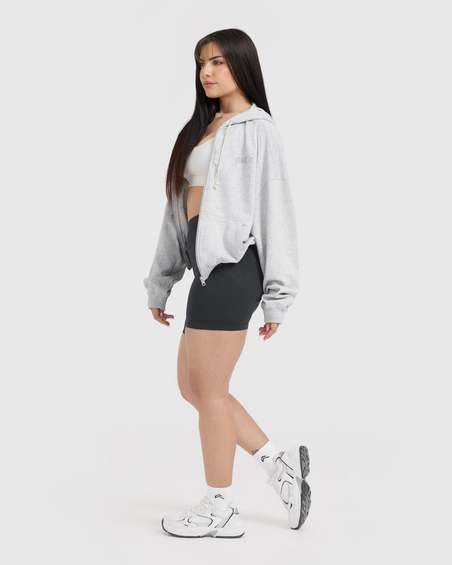 Raw Lounge Oversized Zip Hoodie | Light Grey Marl - Image 3