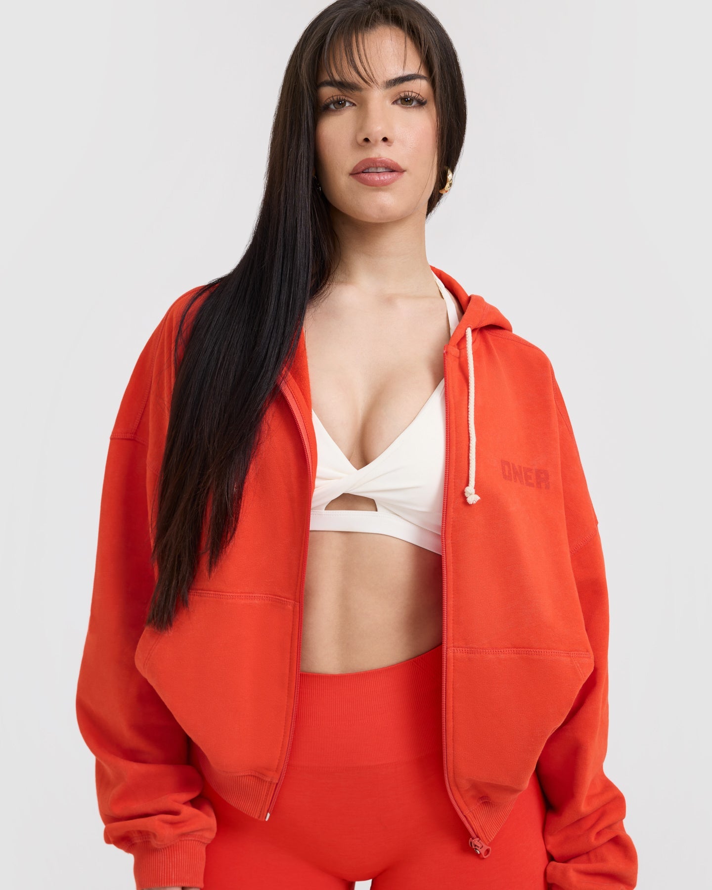 Raw Lounge Oversized Zip Hoodie | Charged Orange - Image 5