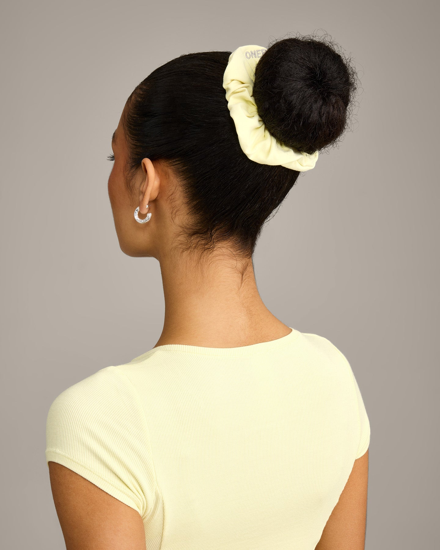 SoftMotion Scrunchie with Grey Logo | Pastel Yellow - Image 2
