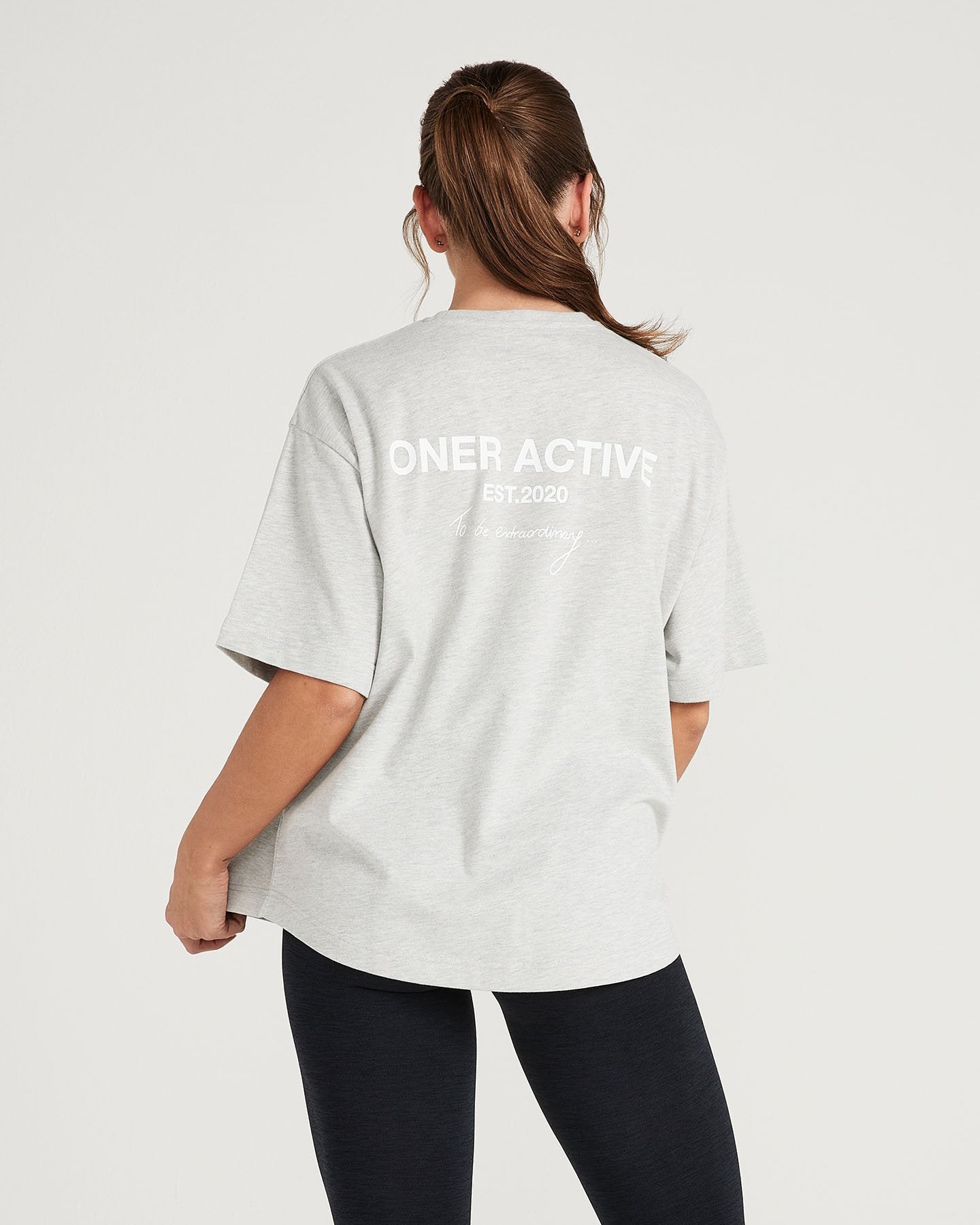 Classic Oversized Short Sleeve Tee | Silver Marl - Image 2