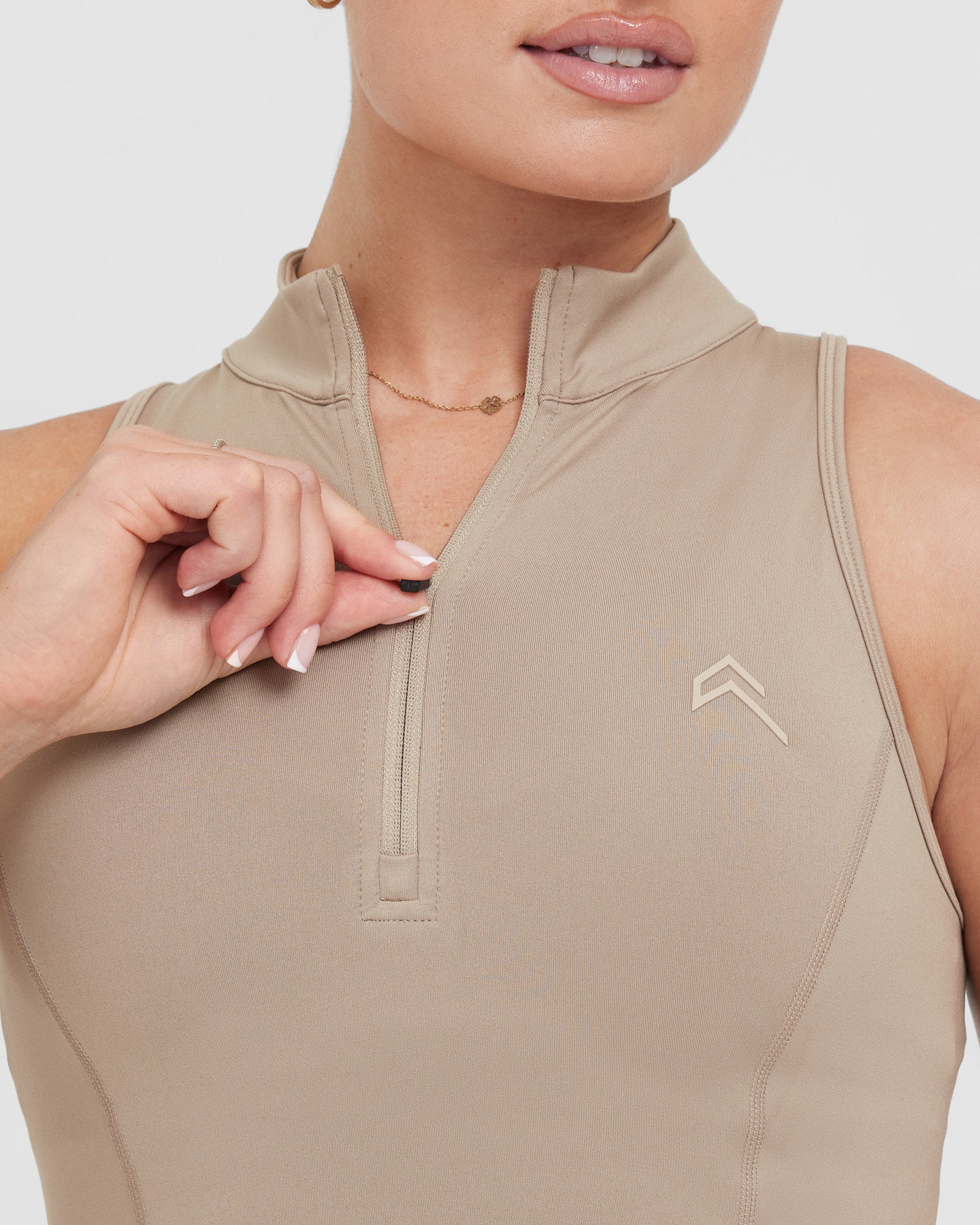 Timeless Half Zip Crop Tank | Sandstone - Image 4