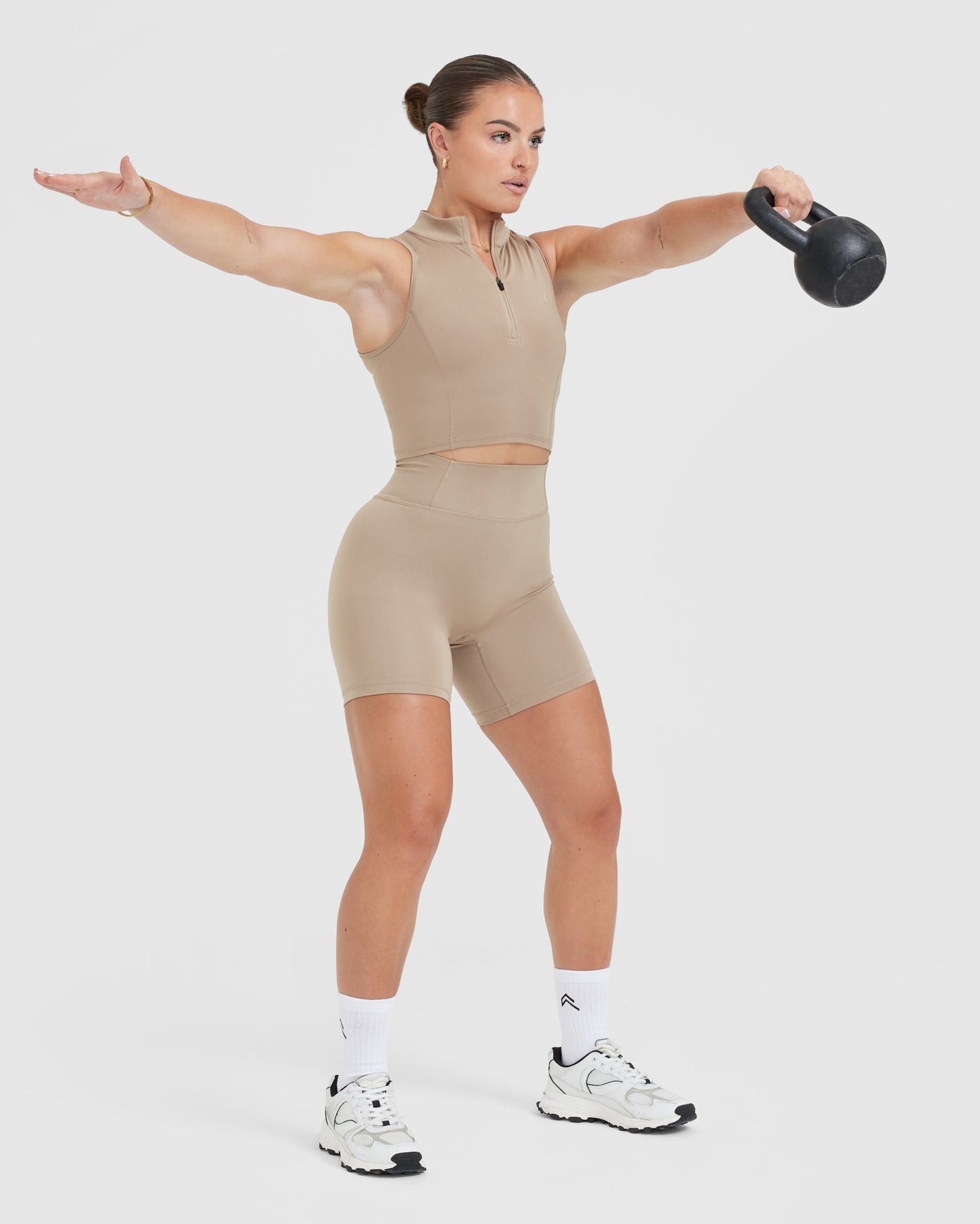 Timeless Half Zip Crop Tank | Sandstone - Image 5