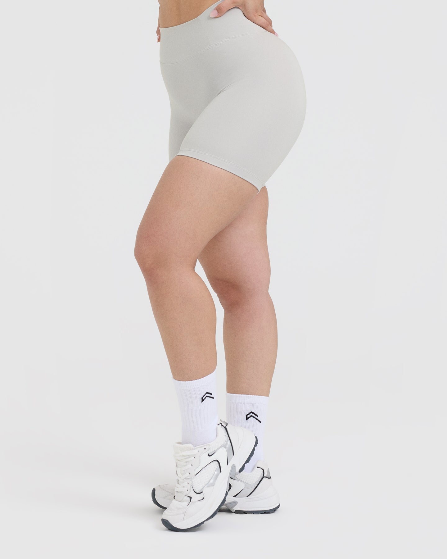 Timeless High Waisted Shorts 6" | Light Grey - Image 3