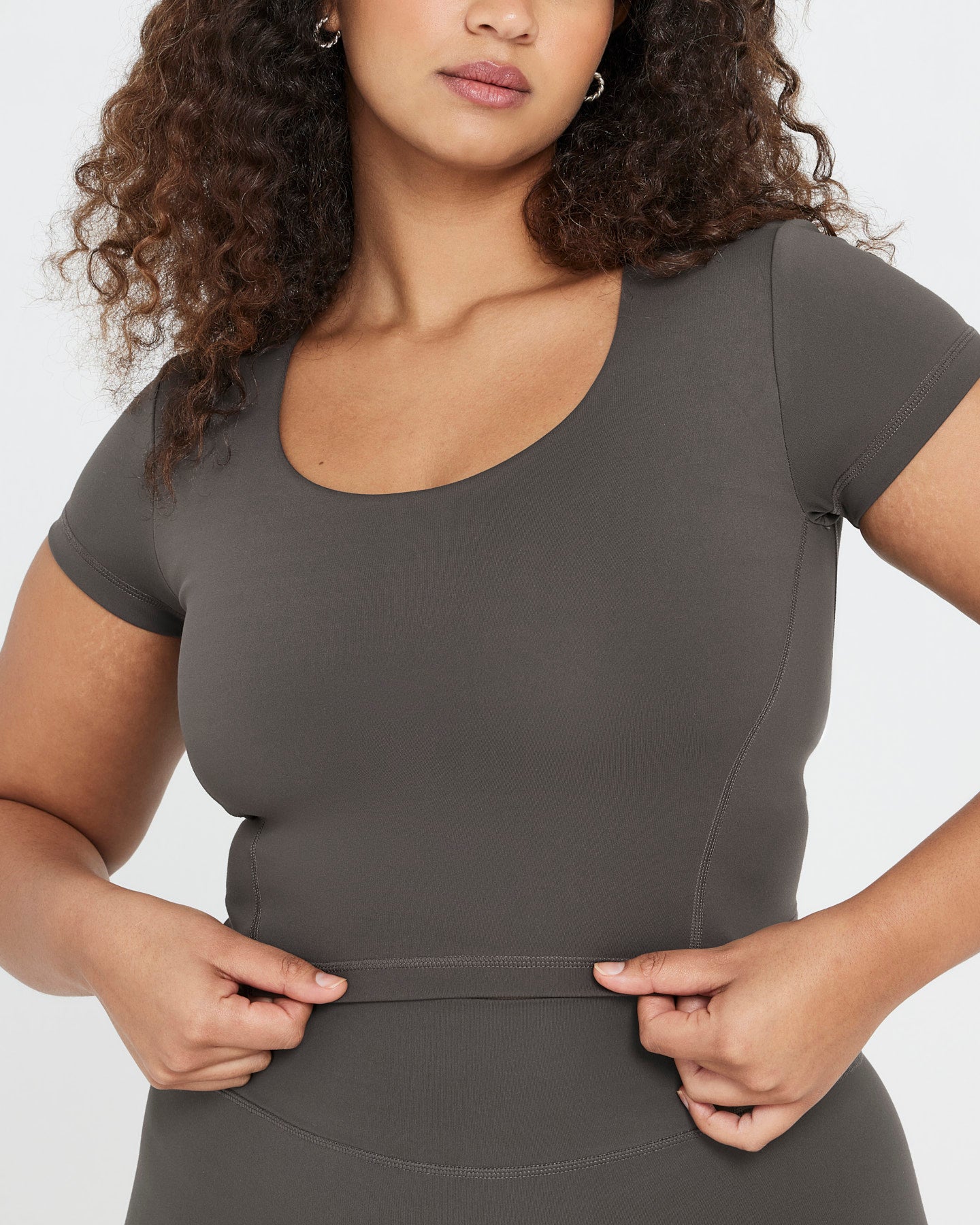 Timeless Crop Short Sleeve Tee | Deep Taupe - Image 4