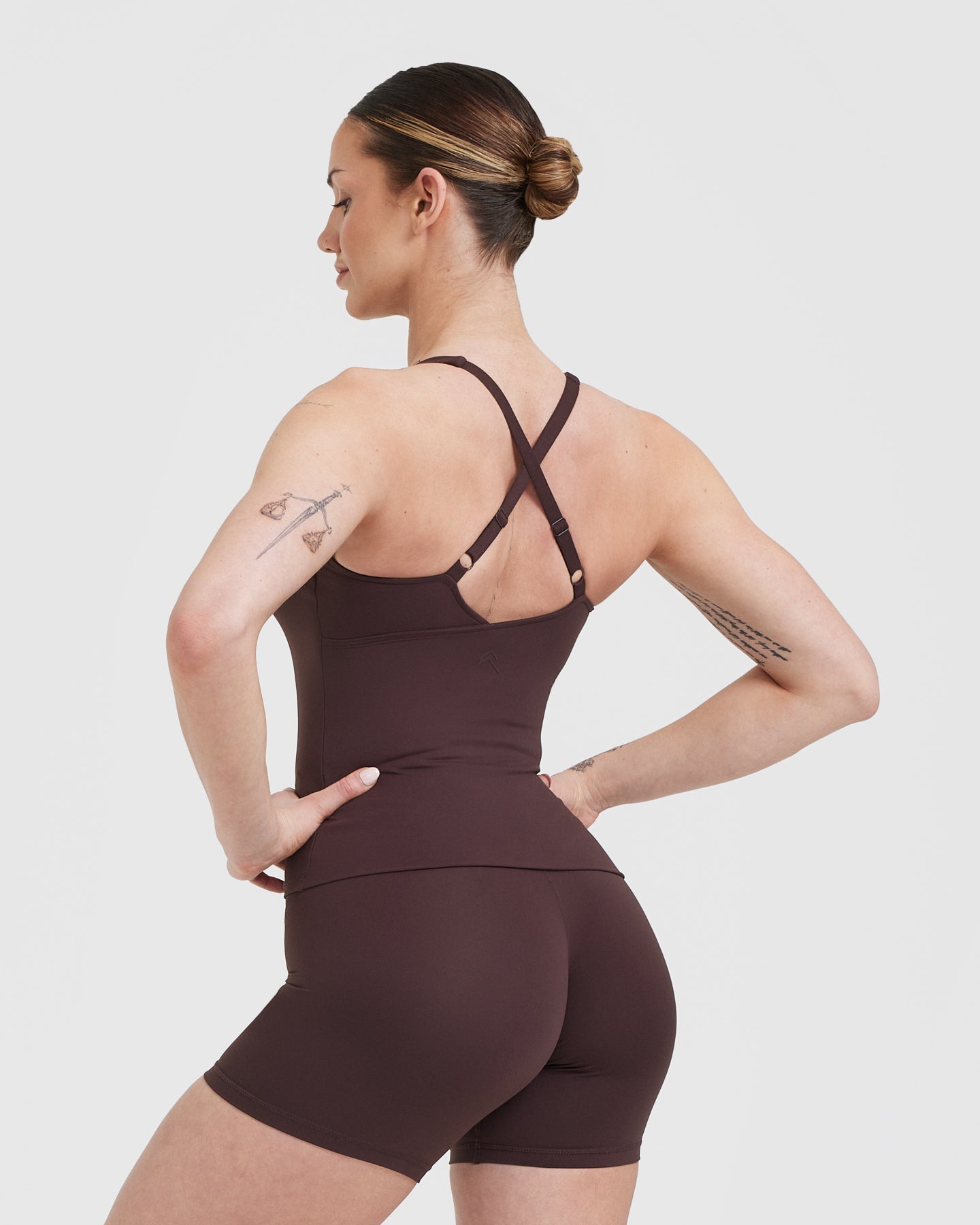 UnifiedMove V Neck Cross Back Vest | Plum Brown - Image 3