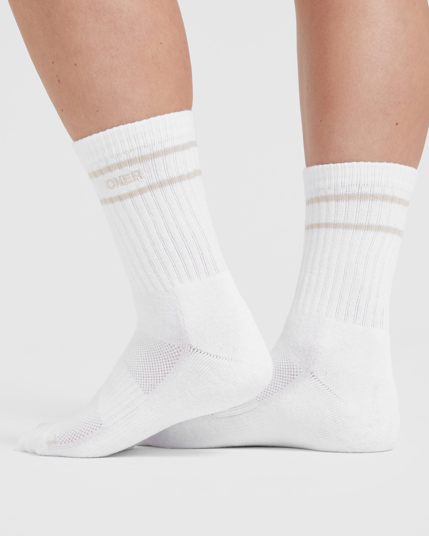 Varsity Crew Socks 3 Pack | Off White/Blue/White - Image 3
