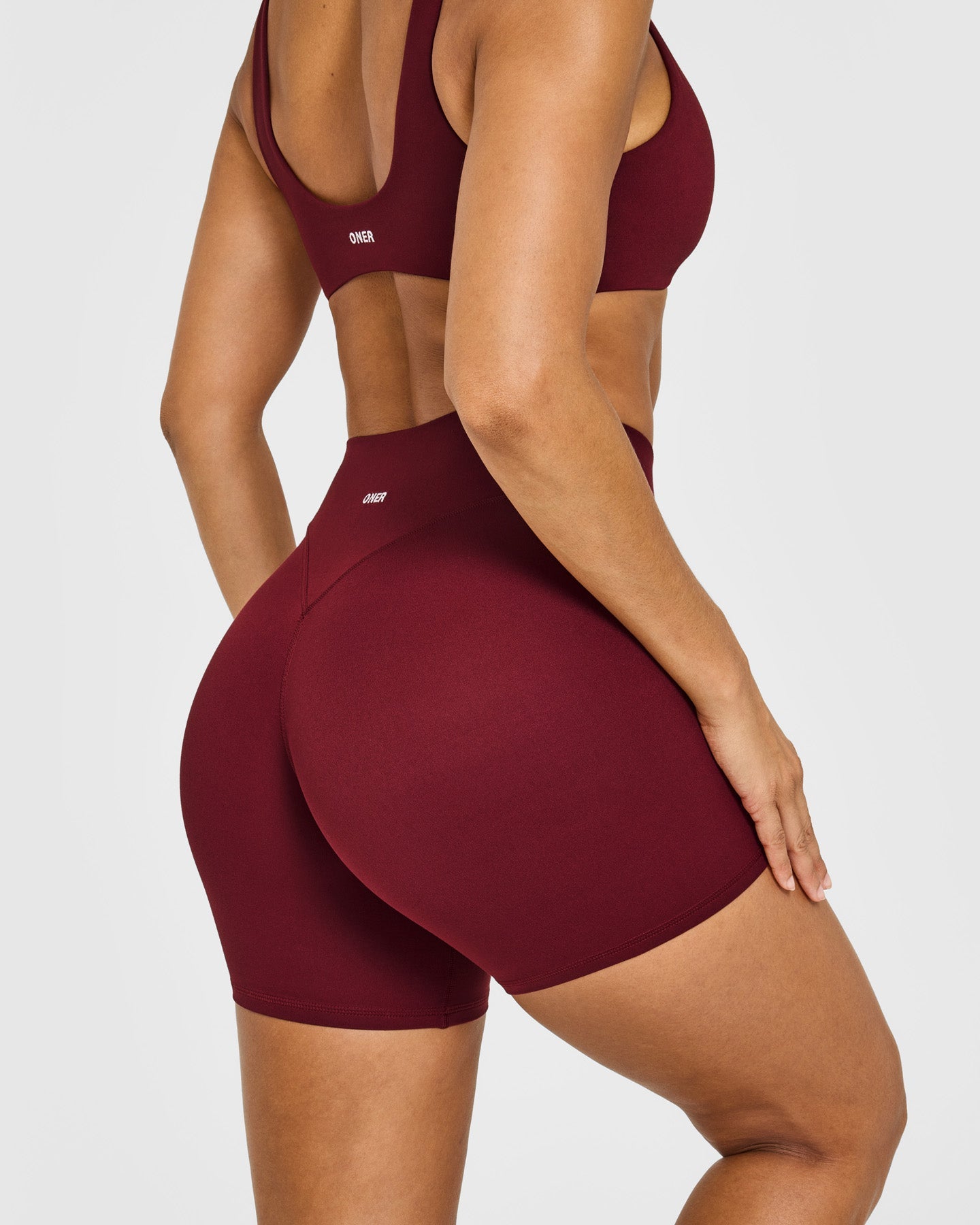 SoftMotion High Waisted Shorts 6" with White Logo | Light Rosewood - Image 2