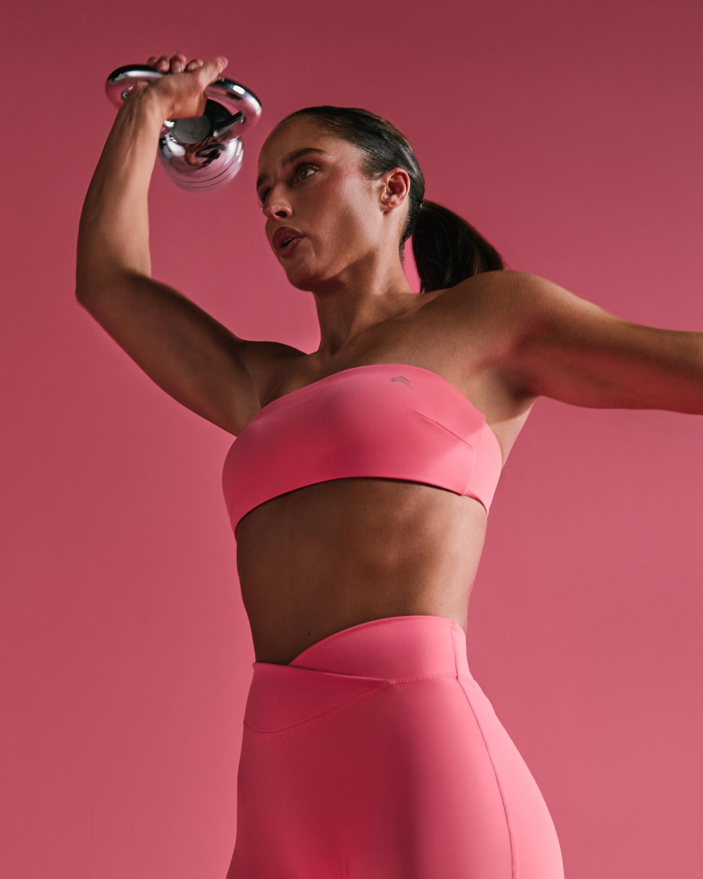 UnifiedMove Micro Bandeau Bralette with Reflective Logo | Hot Girl Pink - Image 2